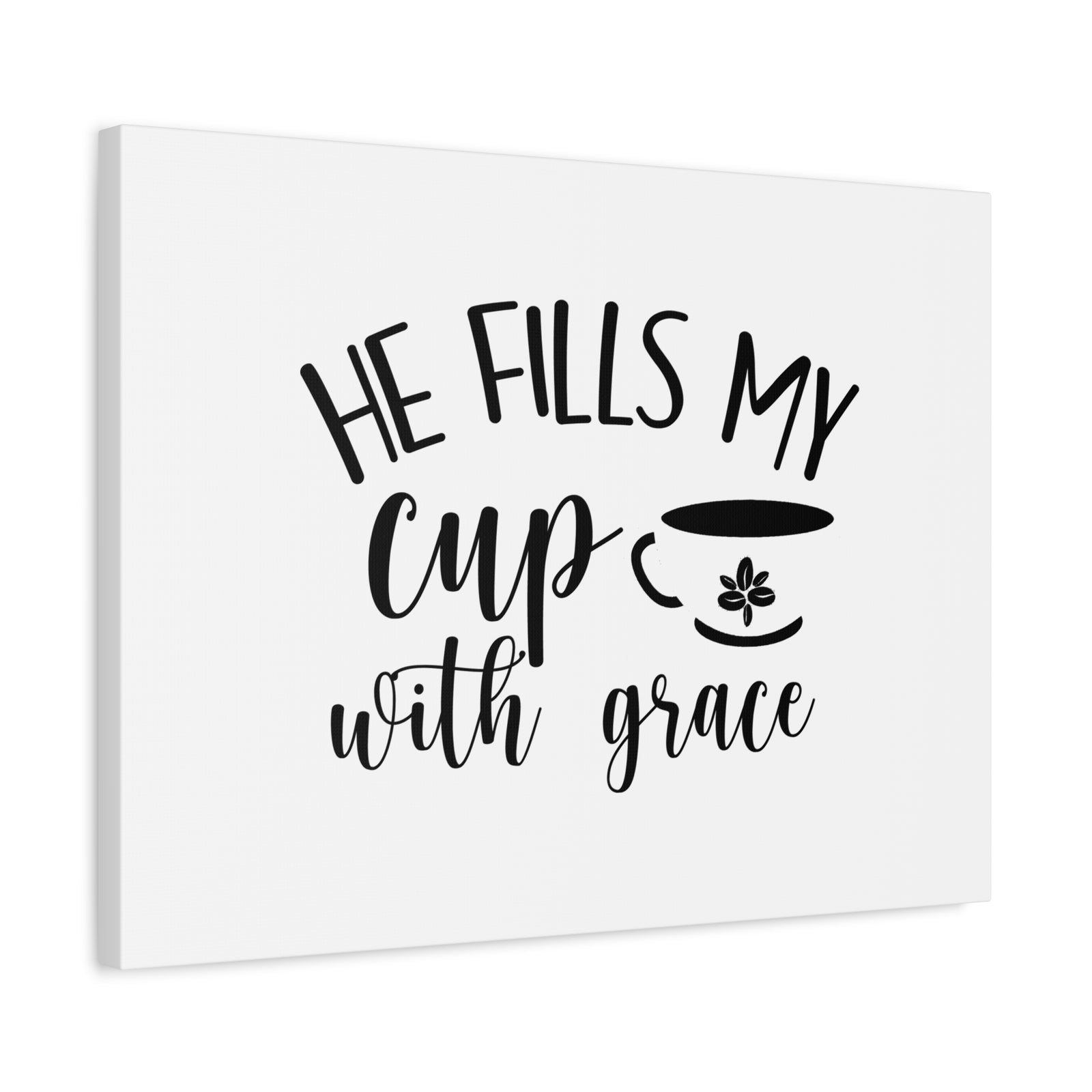 Scripture Canvas He Fills My Cup With Grace Psalm 23:5 Christian Wall Art Bible Verse Print Ready to Hang-Express Your Love Gifts