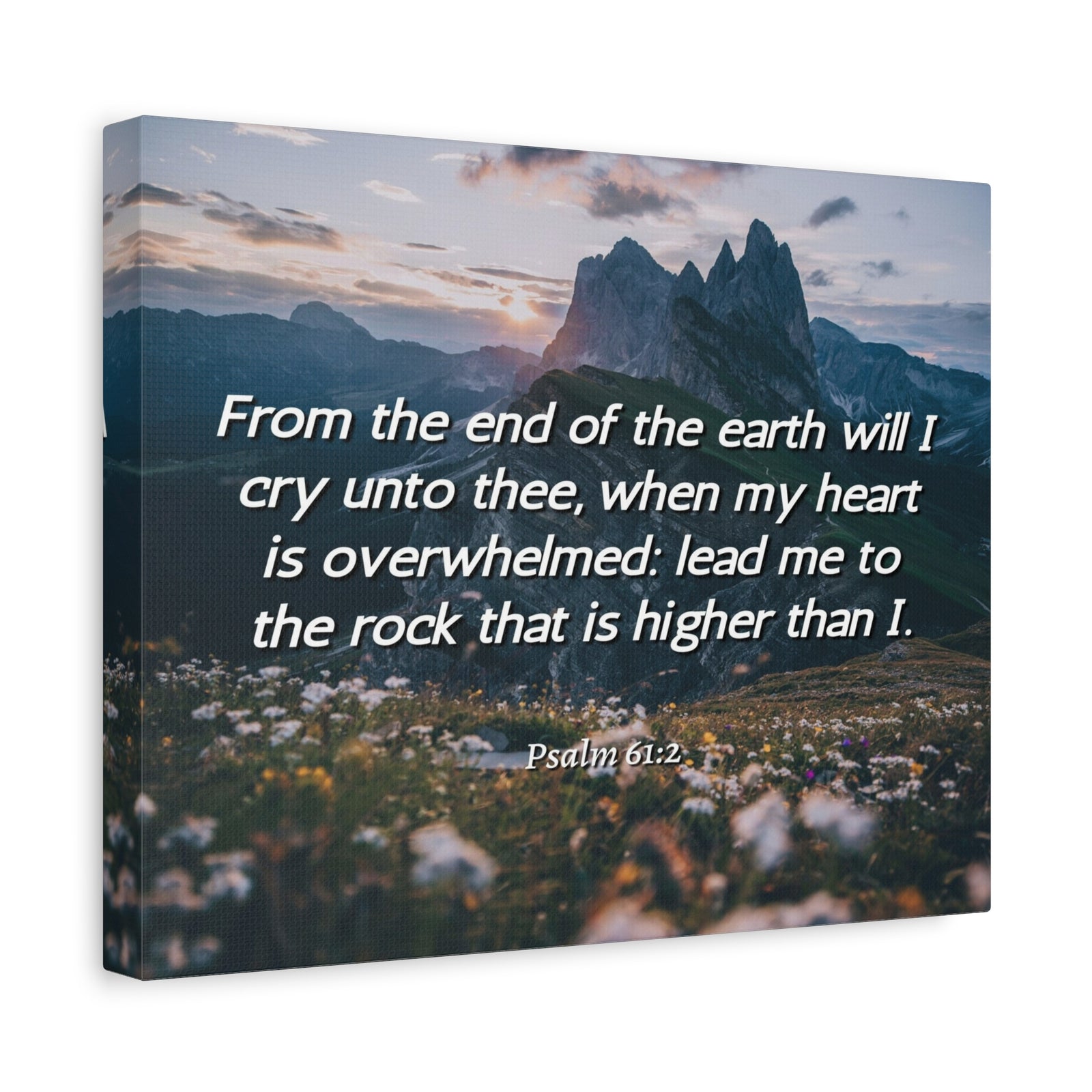 Scripture Canvas Heart Is Overwhelmed Psalms 61:2 Christian Wall Art Bible Verse Print Ready to Hang-Express Your Love Gifts