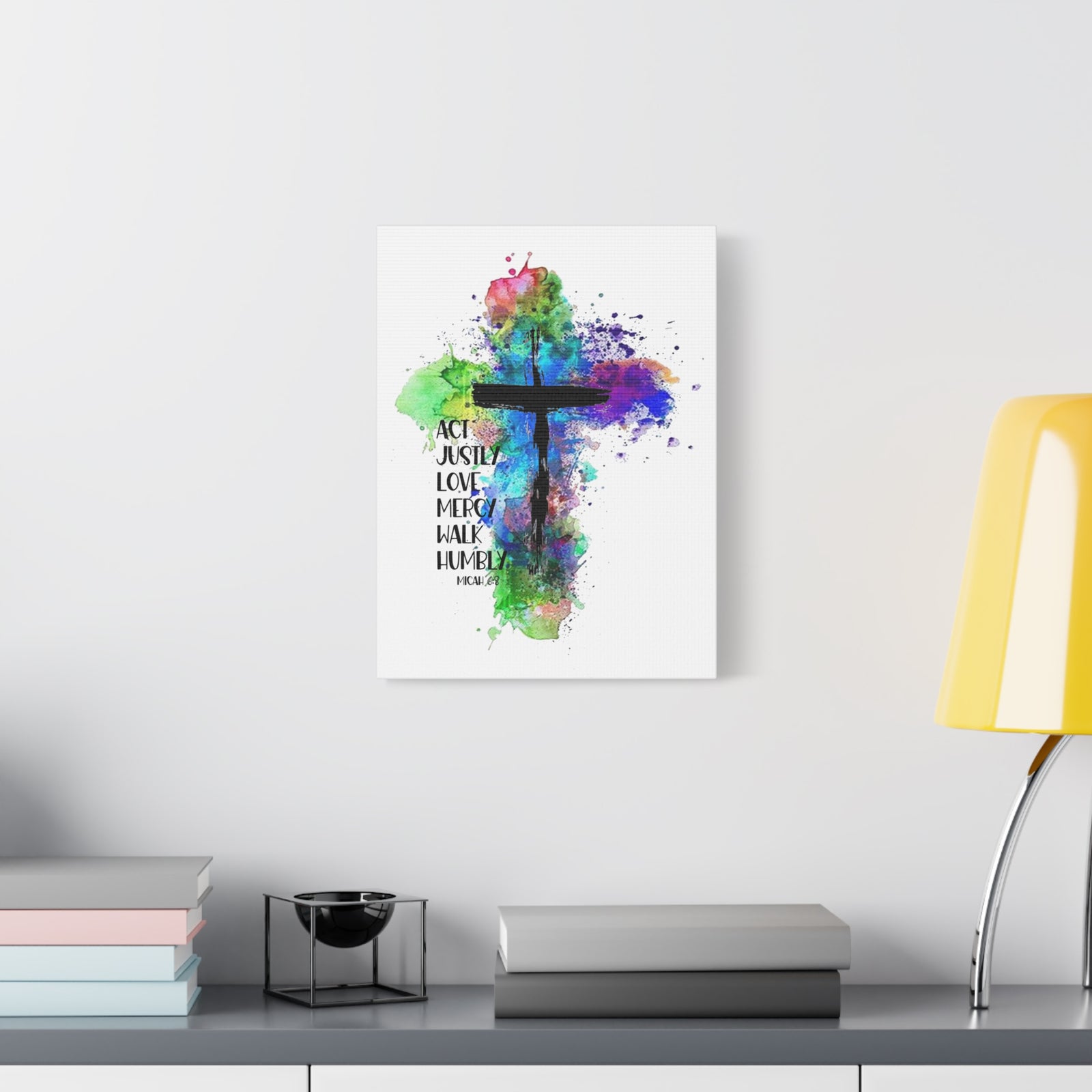 Scripture Walls Micah 6:8 Act Justly Distressed Cross Bible Verse Canvas Christian Wall Art Ready to Hang Unframed-Express Your Love Gifts