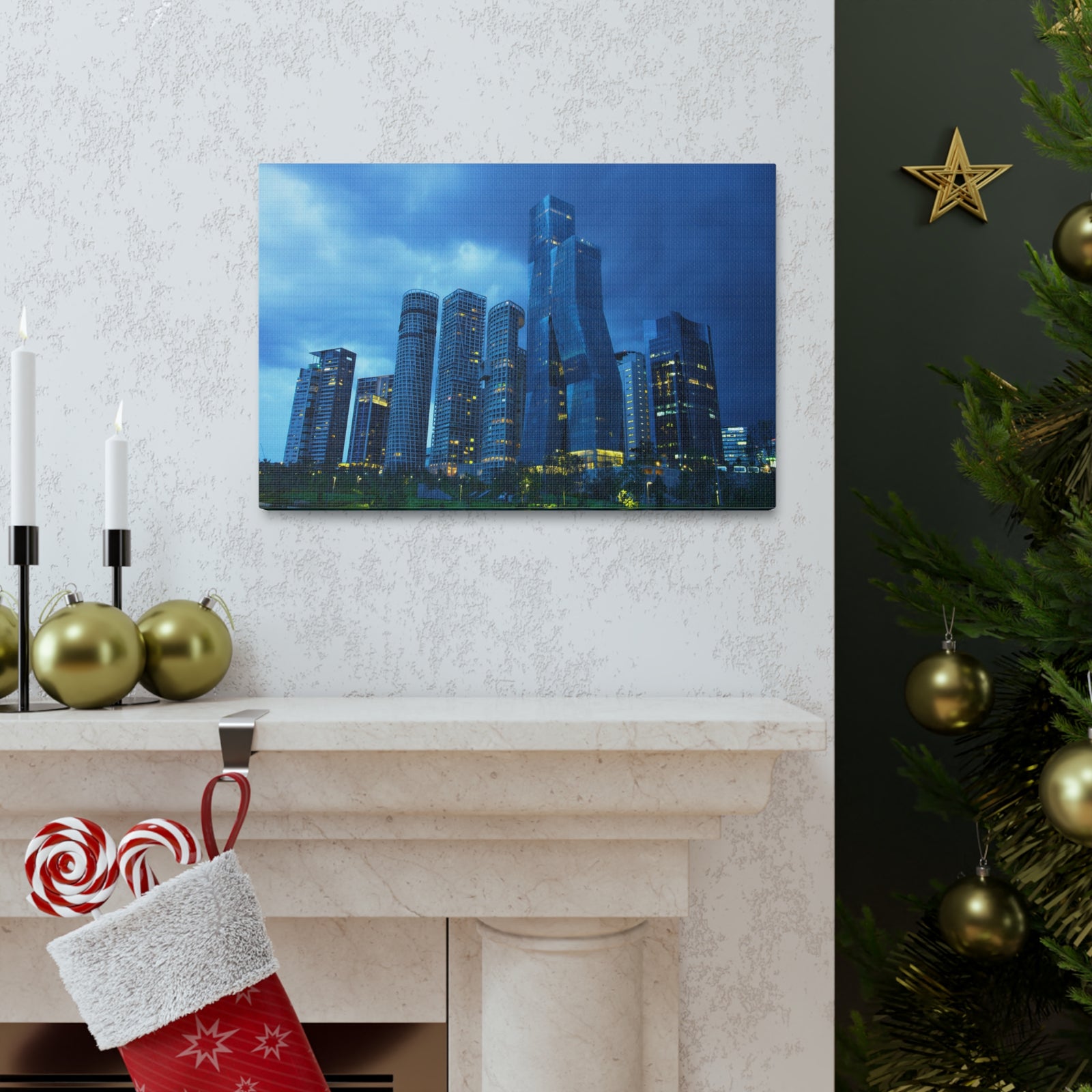 Mexico City Night Skyline Canvas Artwork High-Quality Breathtaking Stunning Cityscape for Home Decor Ready to Hang-Express Your Love Gifts