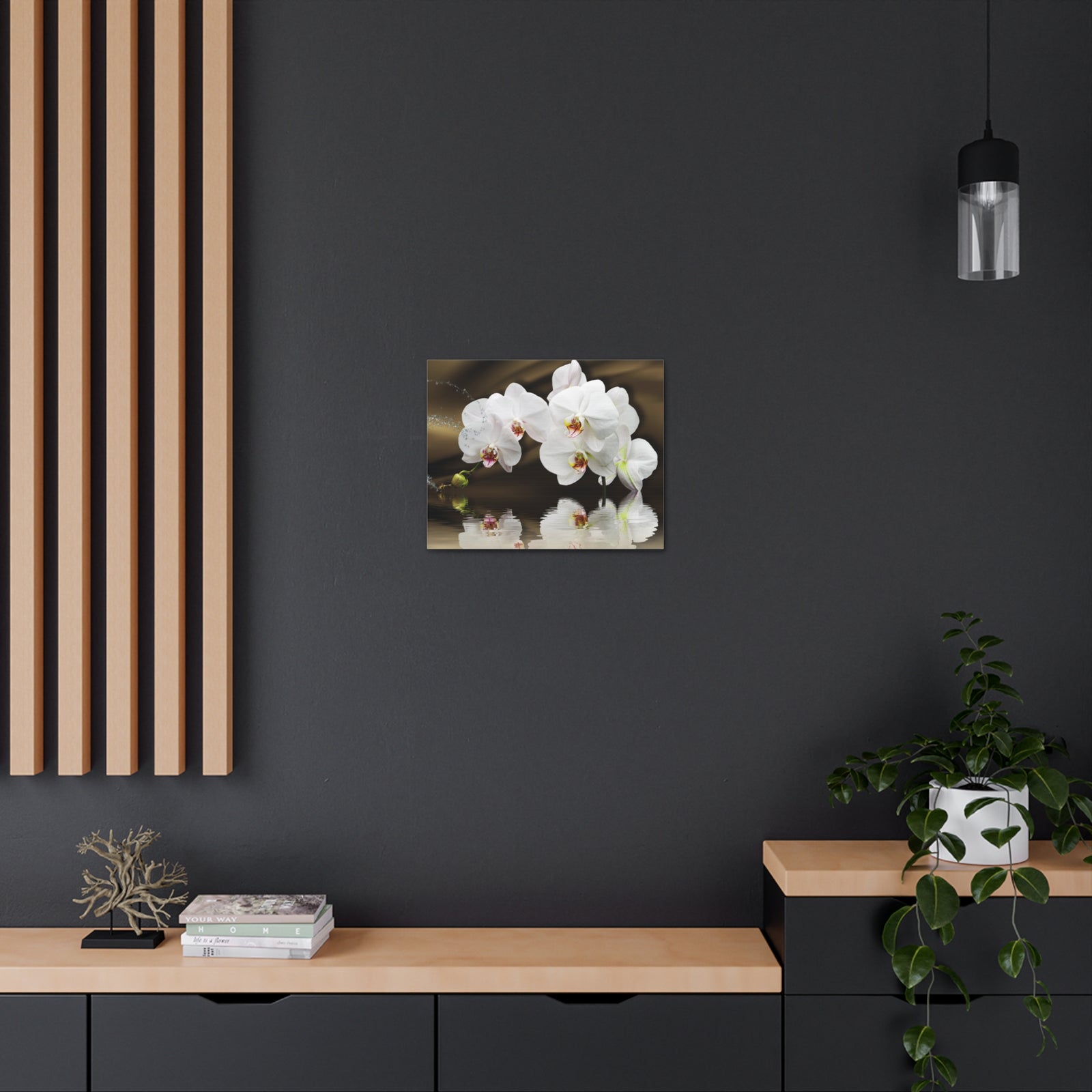 Orchids Reflected in Water Flower Canvas Wall Art for Home Decor Ready-to-Hang-Express Your Love Gifts