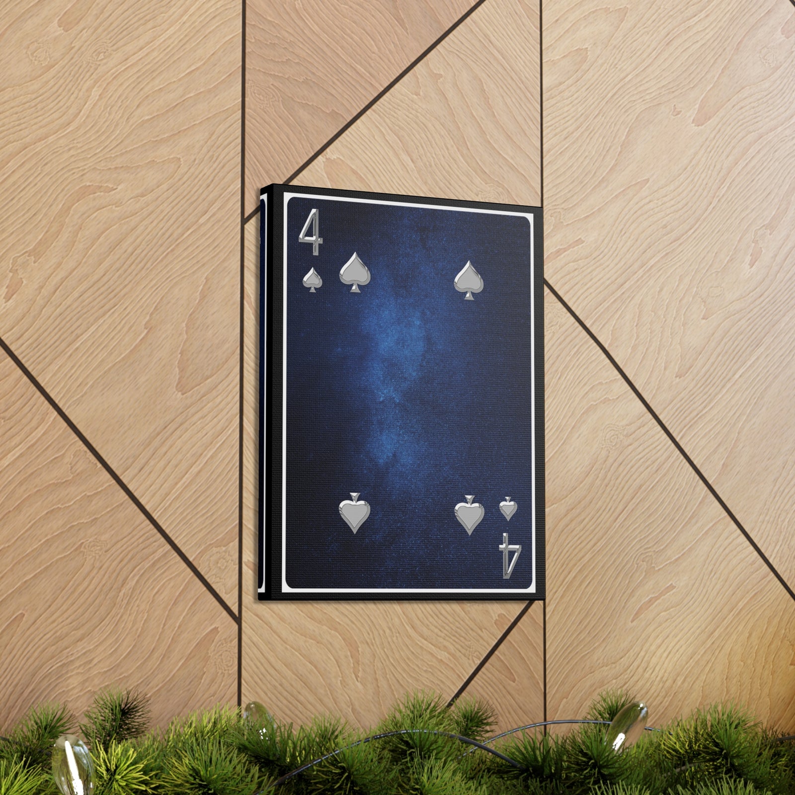 Four Of Spades Space Background Playing Card Canvas Wall Art for Home Decor Ready-to-Hang-Express Your Love Gifts