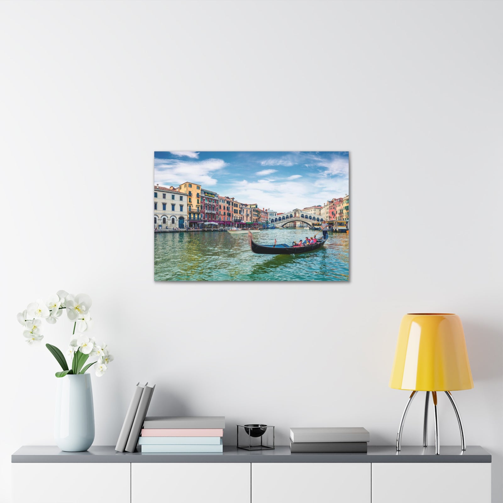 Venice Rialto Bridge Blue Sky Nature Wilderness Photography Canvas Wall Art for Home Decor Ready-to-Hang-Express Your Love Gifts