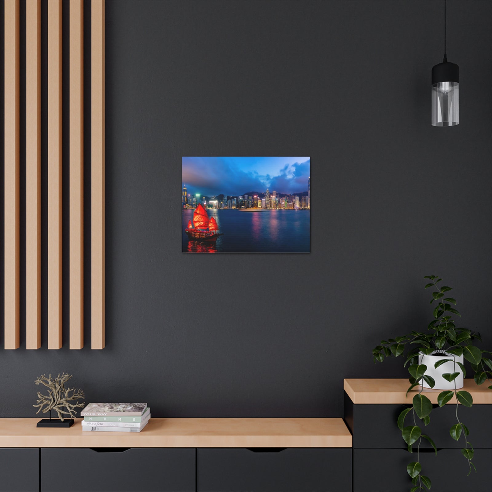 Hong Kong Night Skyline Canvas Artwork High-Quality Breathtaking Stunning Cityscape for Home Decor Ready to Hang-Express Your Love Gifts