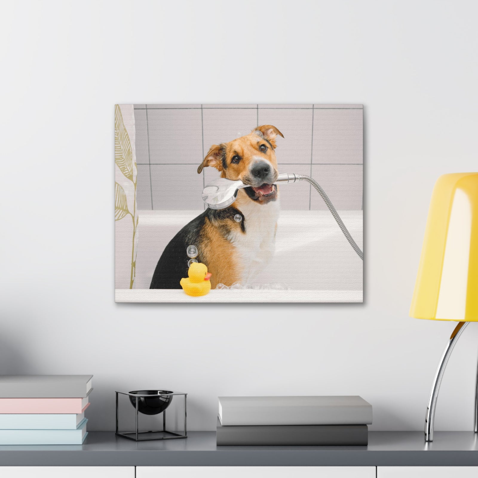 Cute Mongrel Bath Canvas Wall Art for Home Decor Ready-to-Hang-Express Your Love Gifts
