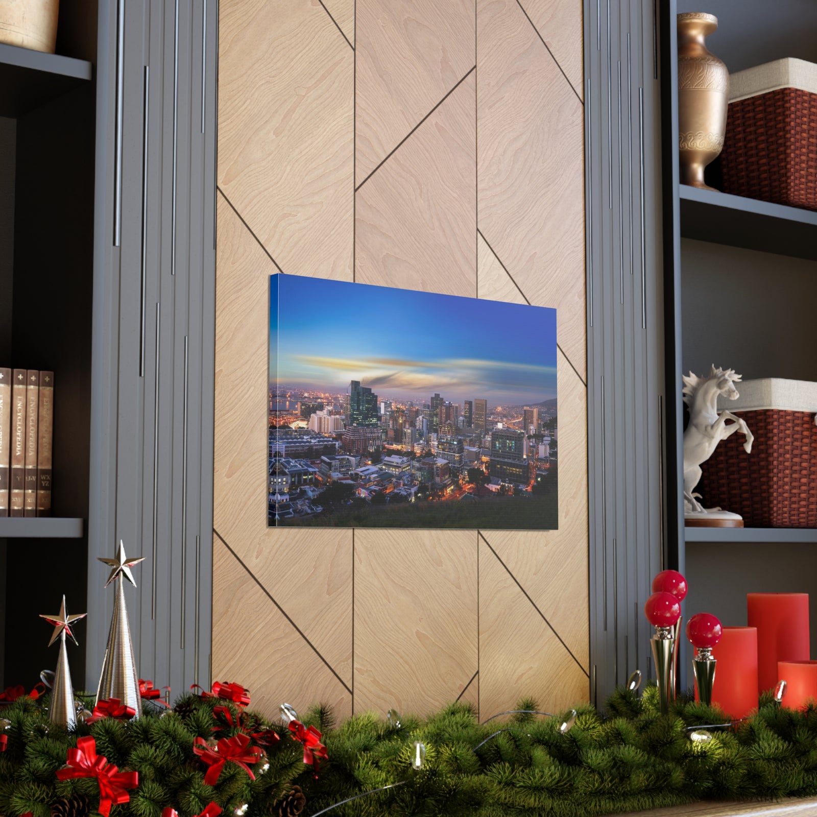 Cape Town Night Skyline Canvas Artwork High-Quality Breathtaking Stunning Cityscape for Home Decor Ready to Hang-Express Your Love Gifts
