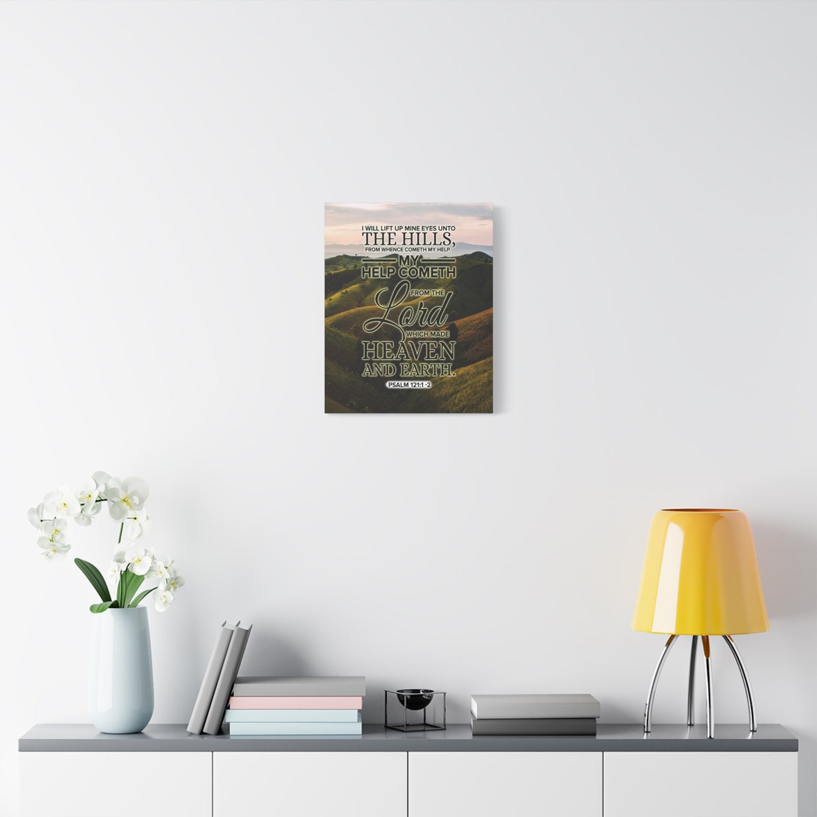 Scripture Canvas Heaven and Earth Psalm 121:1-2 KJV Christian Wall Art Bible Verse Print Ready to Hang-Express Your Love Gifts
