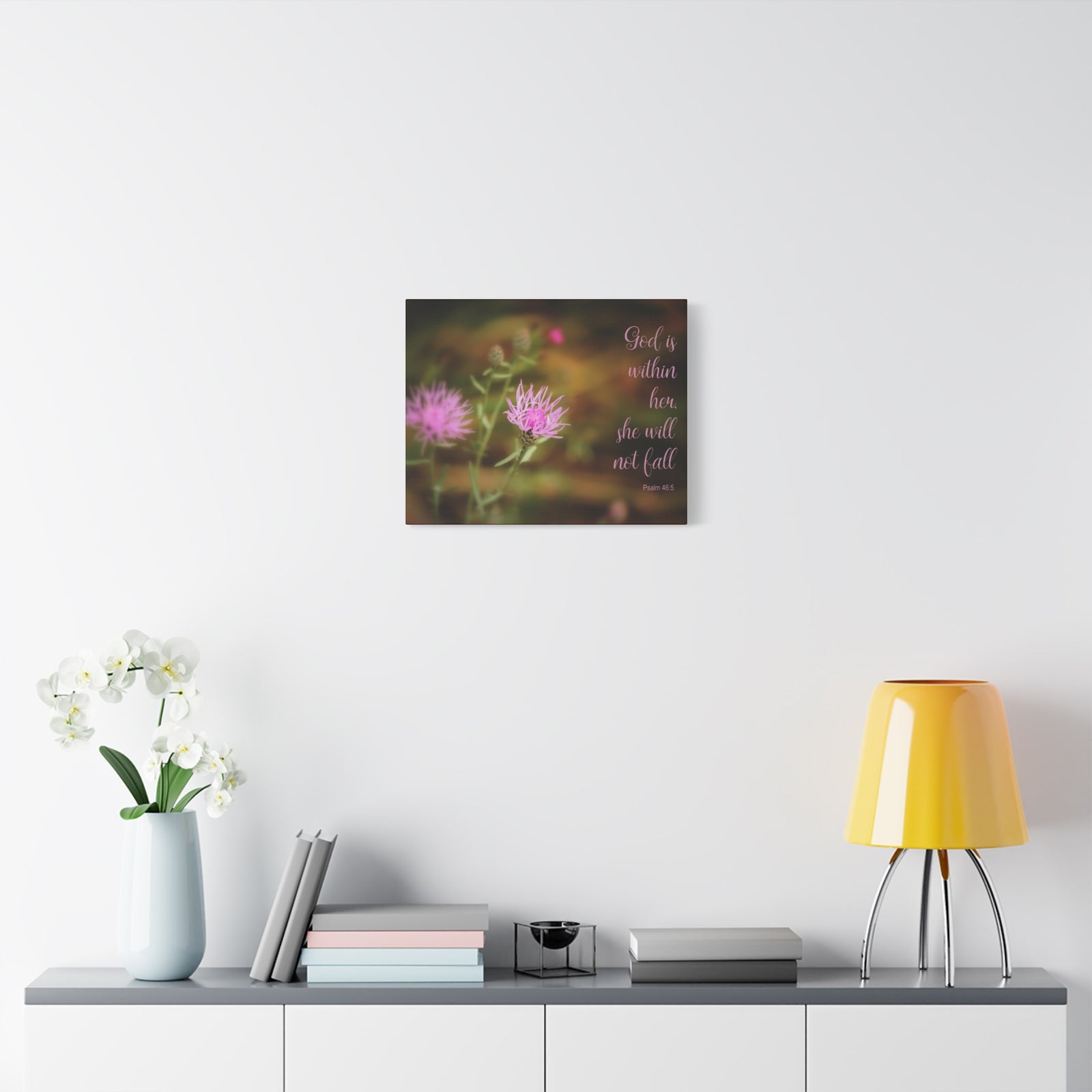 Scripture Canvas God Is Within Her Psalm 46:5 Flower Christian Wall Art Bible Verse Print Ready to Hang-Express Your Love Gifts