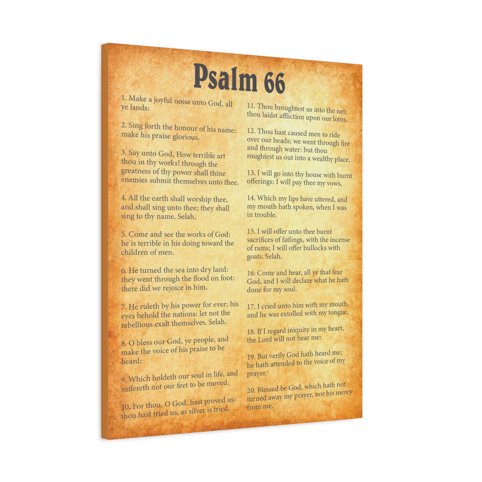 Scripture Walls Psalm 66 Gold Bible Chapter Canvas Christian Wall Art Ready to Hang-Express Your Love Gifts
