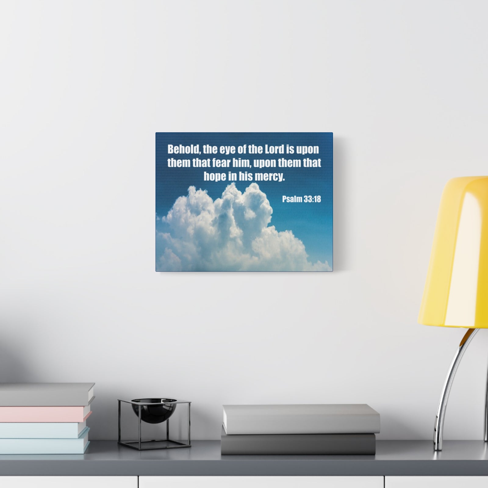 Bible Verse Canvas Hope in His Mercy Psalm 33:18 Christian Home Décor Wall Art Scripture Ready to Hang Faith Print-Express Your Love Gifts