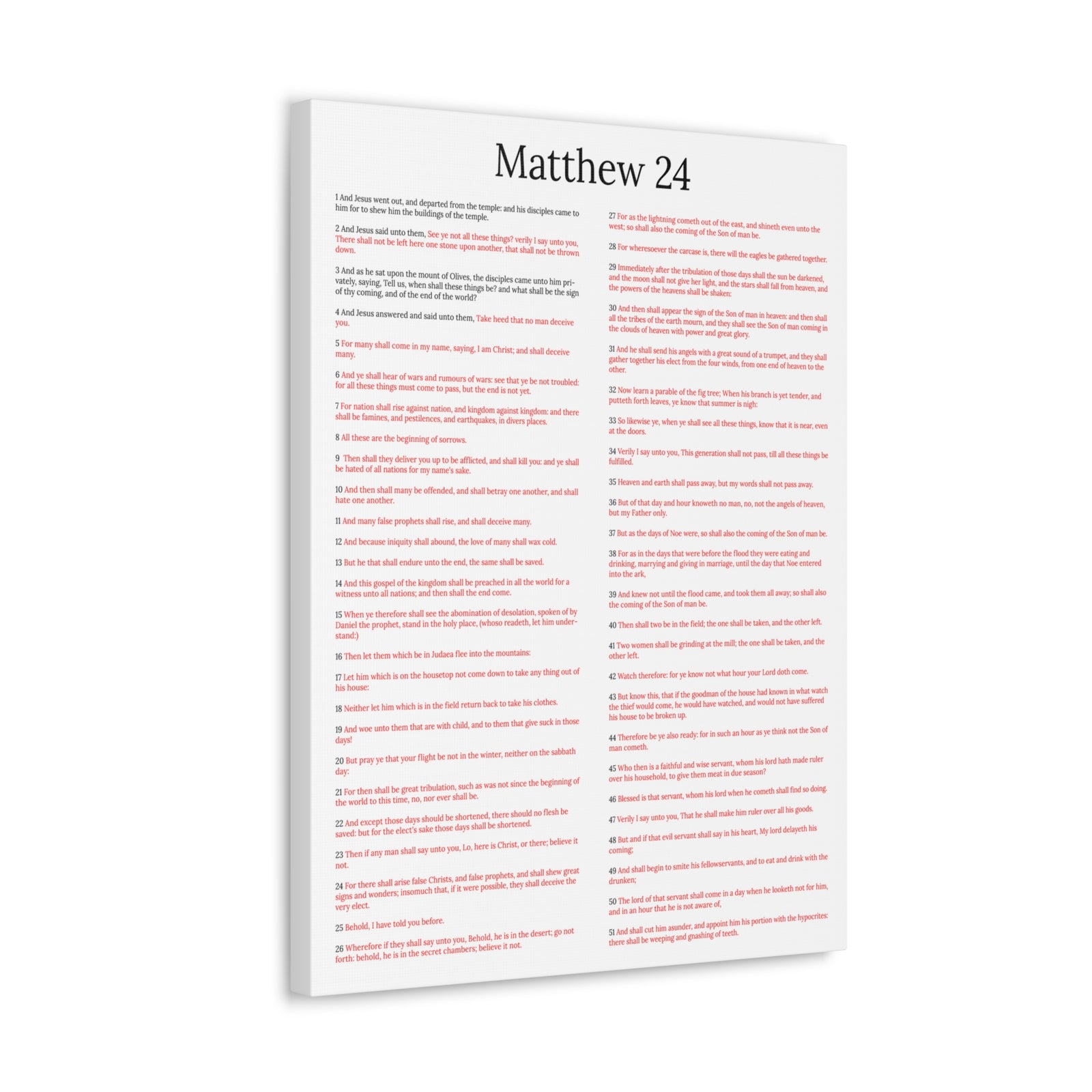Scripture Walls Matthew 24 Chapter Christ Words in Red Christian Wall Art Print Ready to Hang Unframed-Express Your Love Gifts
