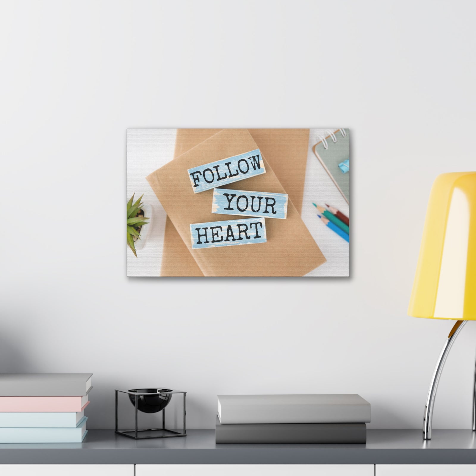 Inspirational Quote Canvas Follow Your Heart Wall Art Motivational Motto Inspiring Prints Artwork Decor Ready to Hang-Express Your Love Gifts