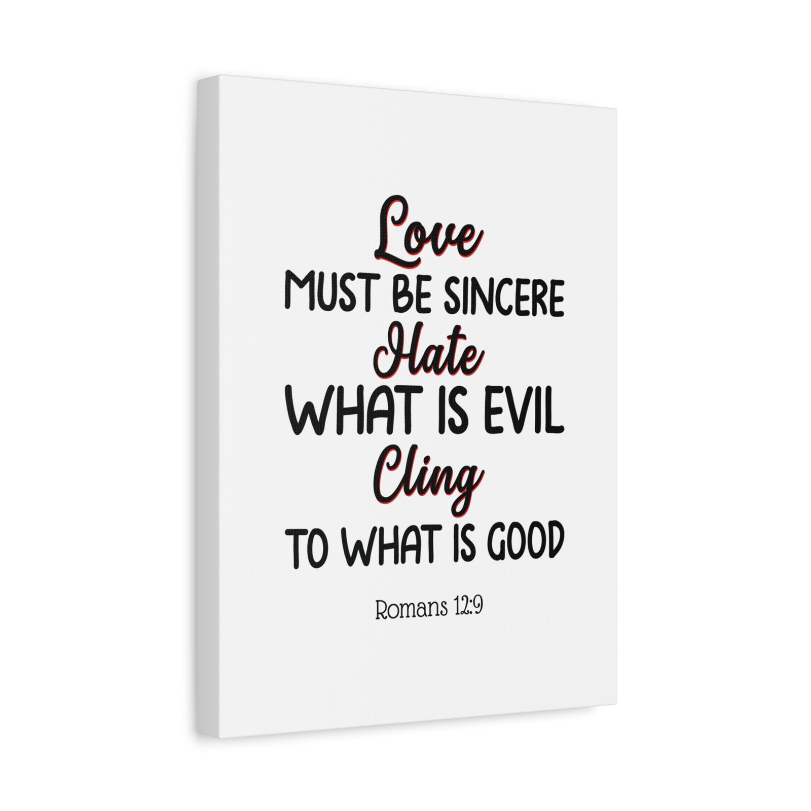 Scripture Canvas Love Must Be Sincere Romans 12:9 Christian Wall Art Bible Verse Print Ready to Hang-Express Your Love Gifts