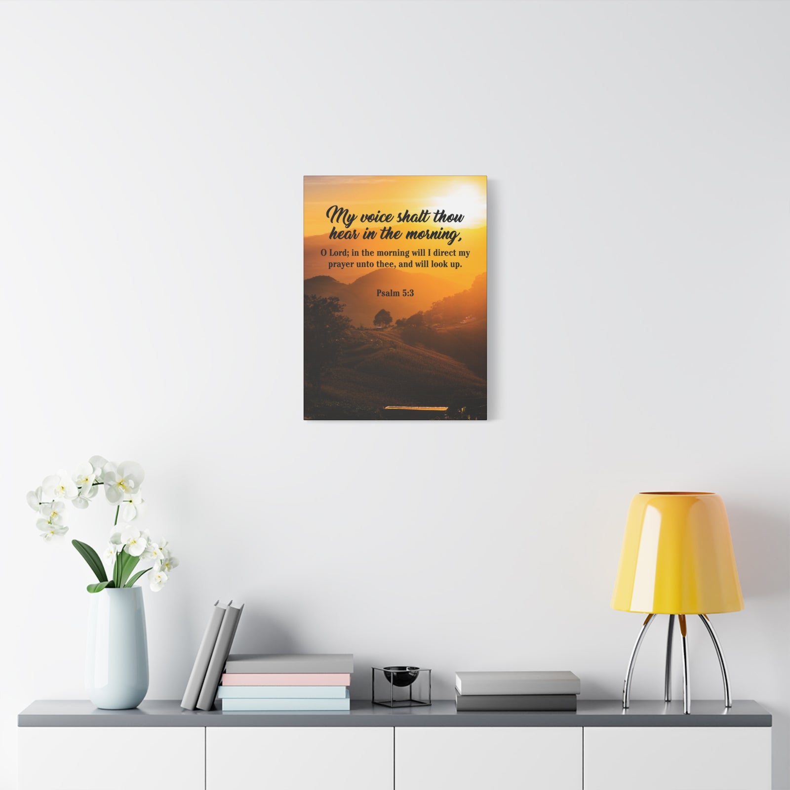 Bible Verse Canvas Morning Prayer Psalm 5:3 Christian Home Decor Scripture Art-Express Your Love Gifts