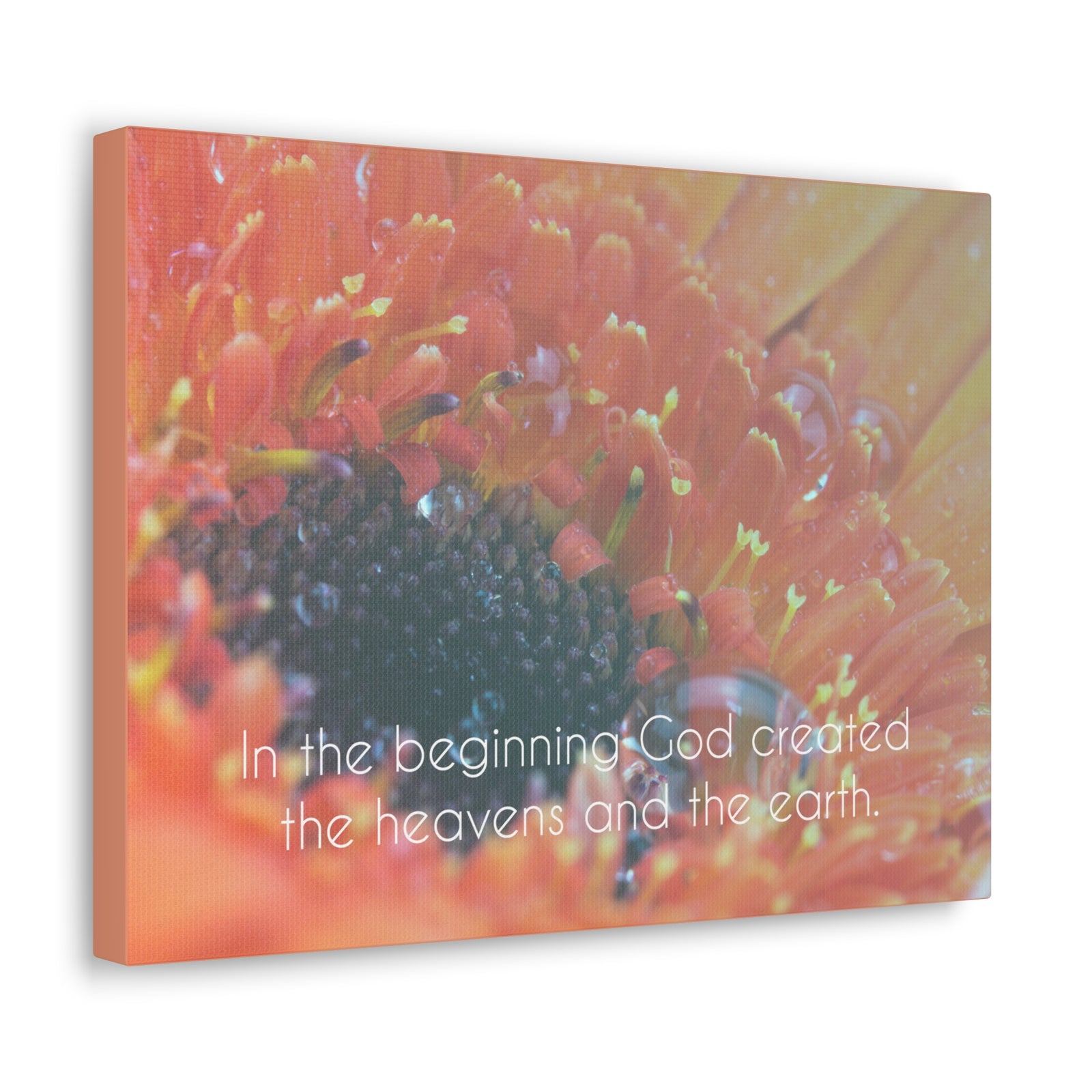 Scripture Canvas The Heavens And The Earth Genesis 1:1 Christian Wall Art Bible Verse Print Ready to Hang-Express Your Love Gifts