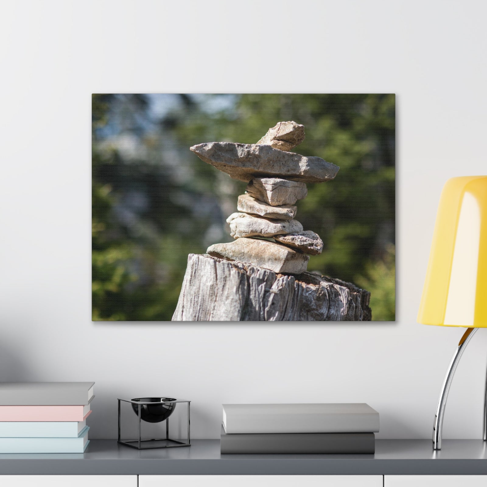 Stones Trail as Marker Forest Floral Nature Photography Canvas Wall Art for Home Decor Ready-to-Hang-Express Your Love Gifts
