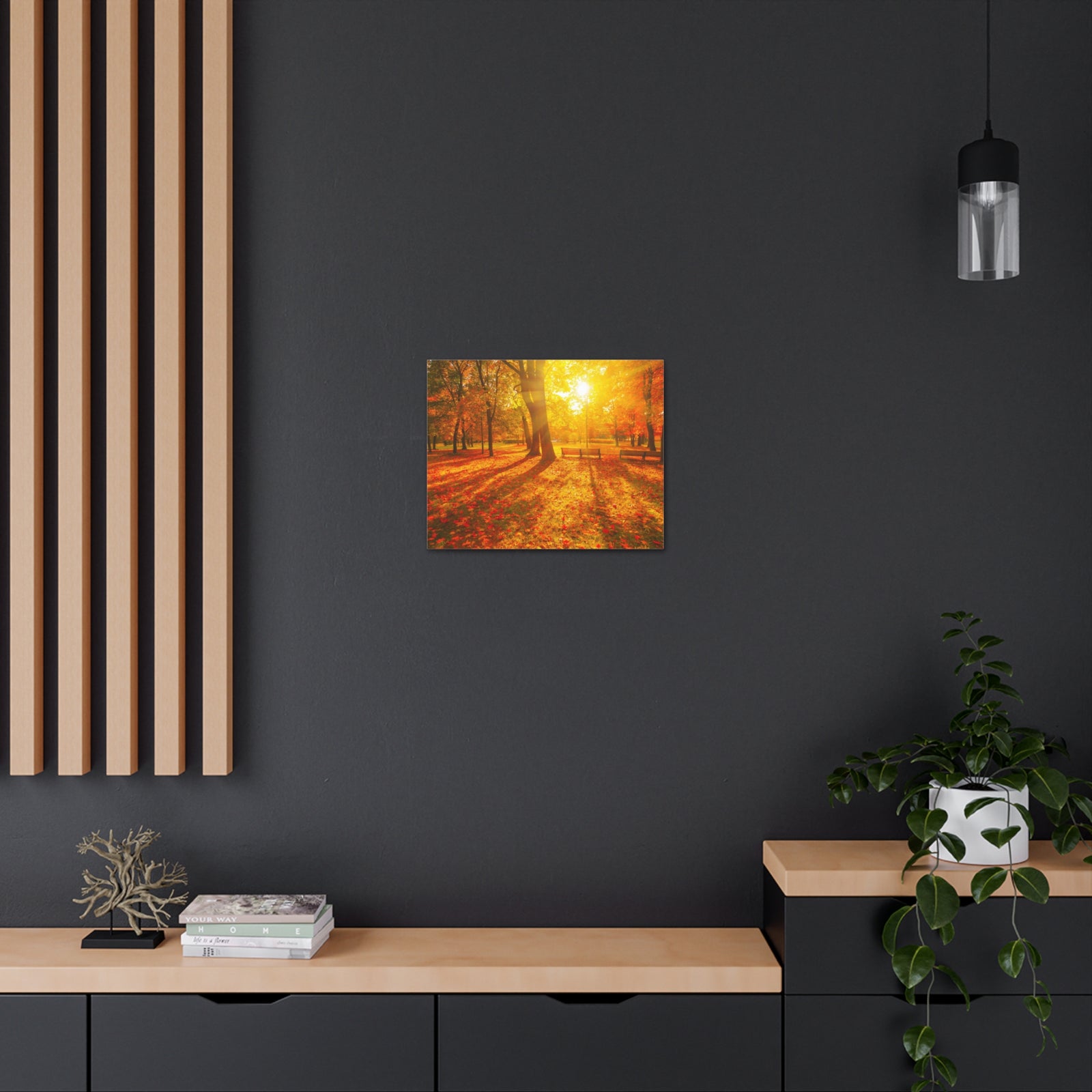 Sunrise Autumn Park Nature Wilderness Photography Canvas Wall Art for Home Decor Ready-to-Hang-Express Your Love Gifts