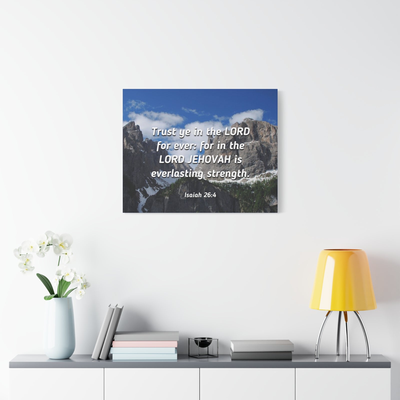 Scripture Canvas Everlasting Strength Isaiah 26:4 Christian Wall Art Bible Verse Print Ready to Hang-Express Your Love Gifts