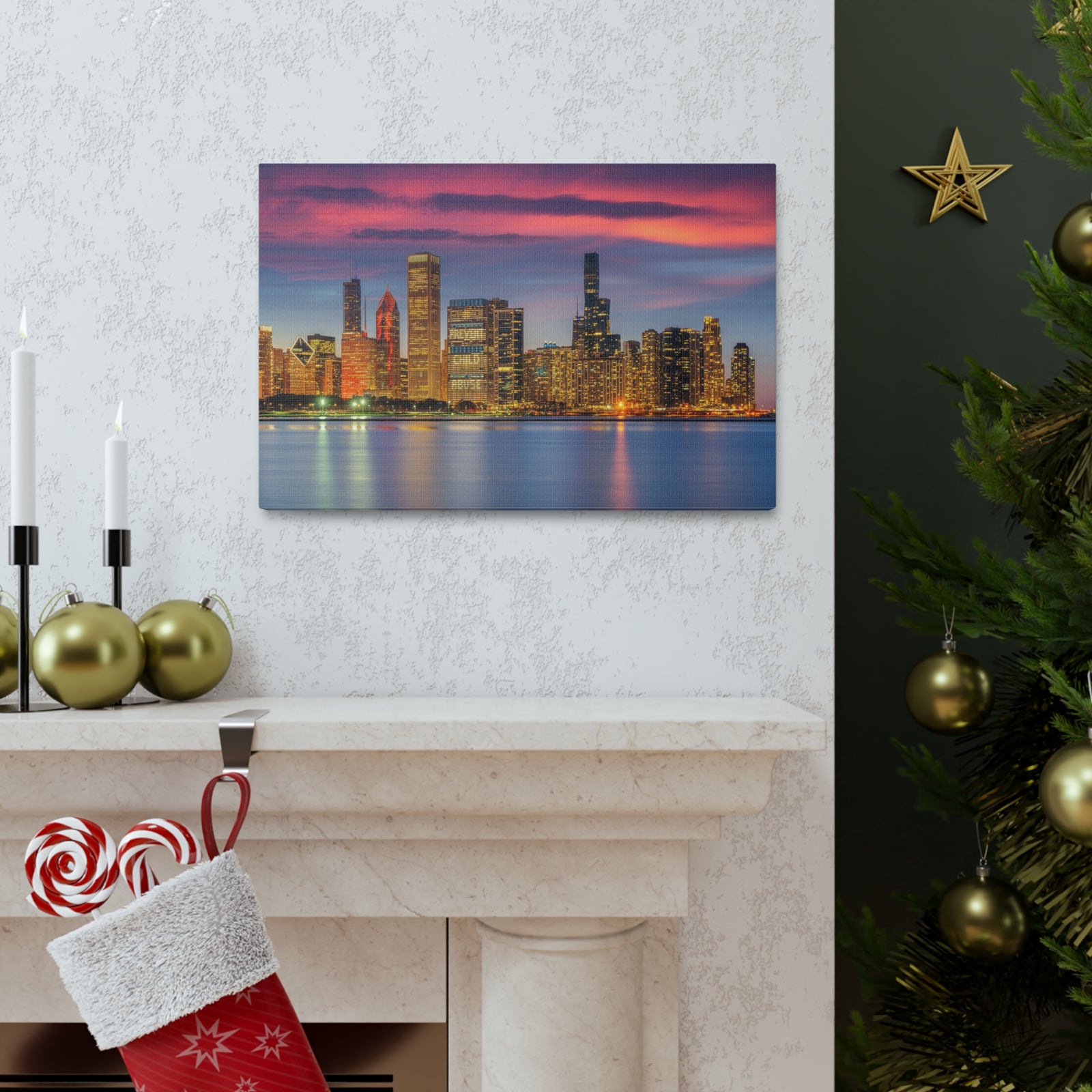 Las Vegas Night Skyline Canvas Artwork High-Quality Breathtaking Stunning Cityscape for Home Decor Ready to Hang-Express Your Love Gifts