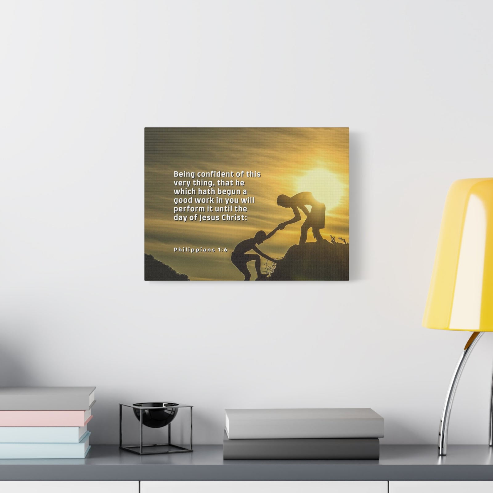 Scripture Canvas Being Confident Philippians 1:6 Christian Wall Art Bible Verse Print Ready to Hang-Express Your Love Gifts