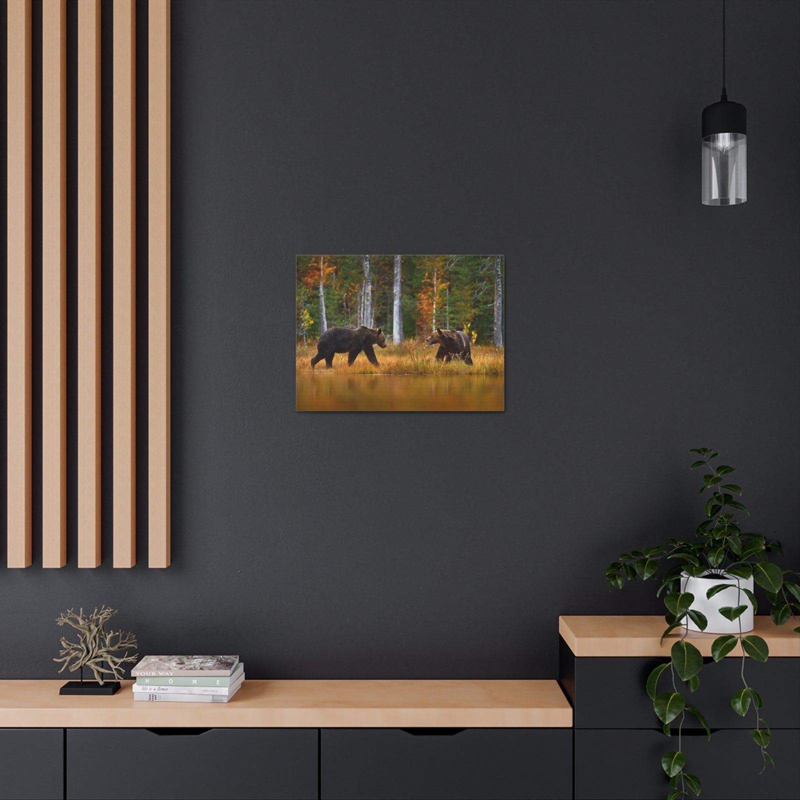 Spring Forest Bears Nature Wilderness Photography Canvas Wall Art for Home Decor Ready-to-Hang-Express Your Love Gifts