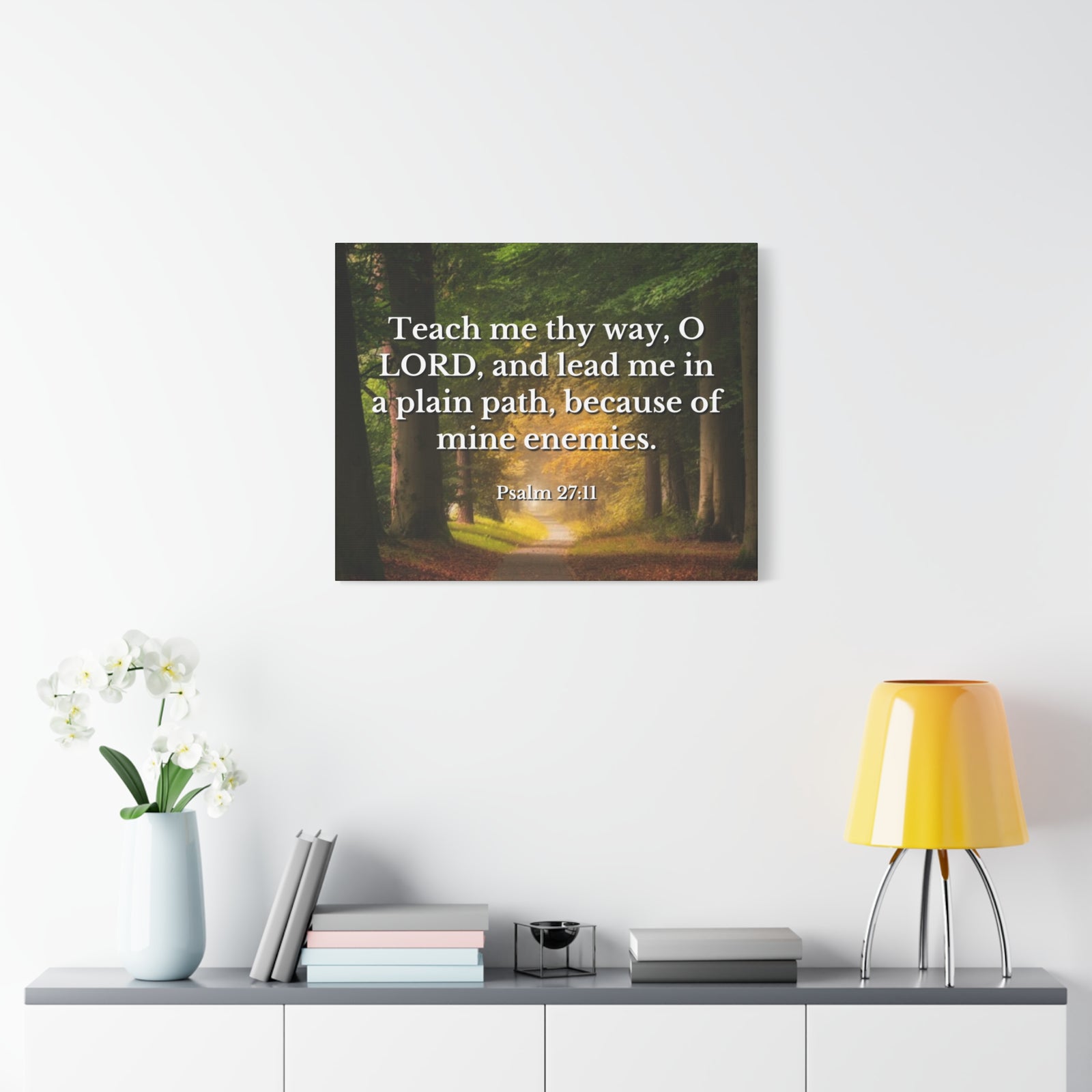Scripture Canvas Plain Path Psalm 27:11 Christian Wall Art Bible Verse Print Ready to Hang-Express Your Love Gifts