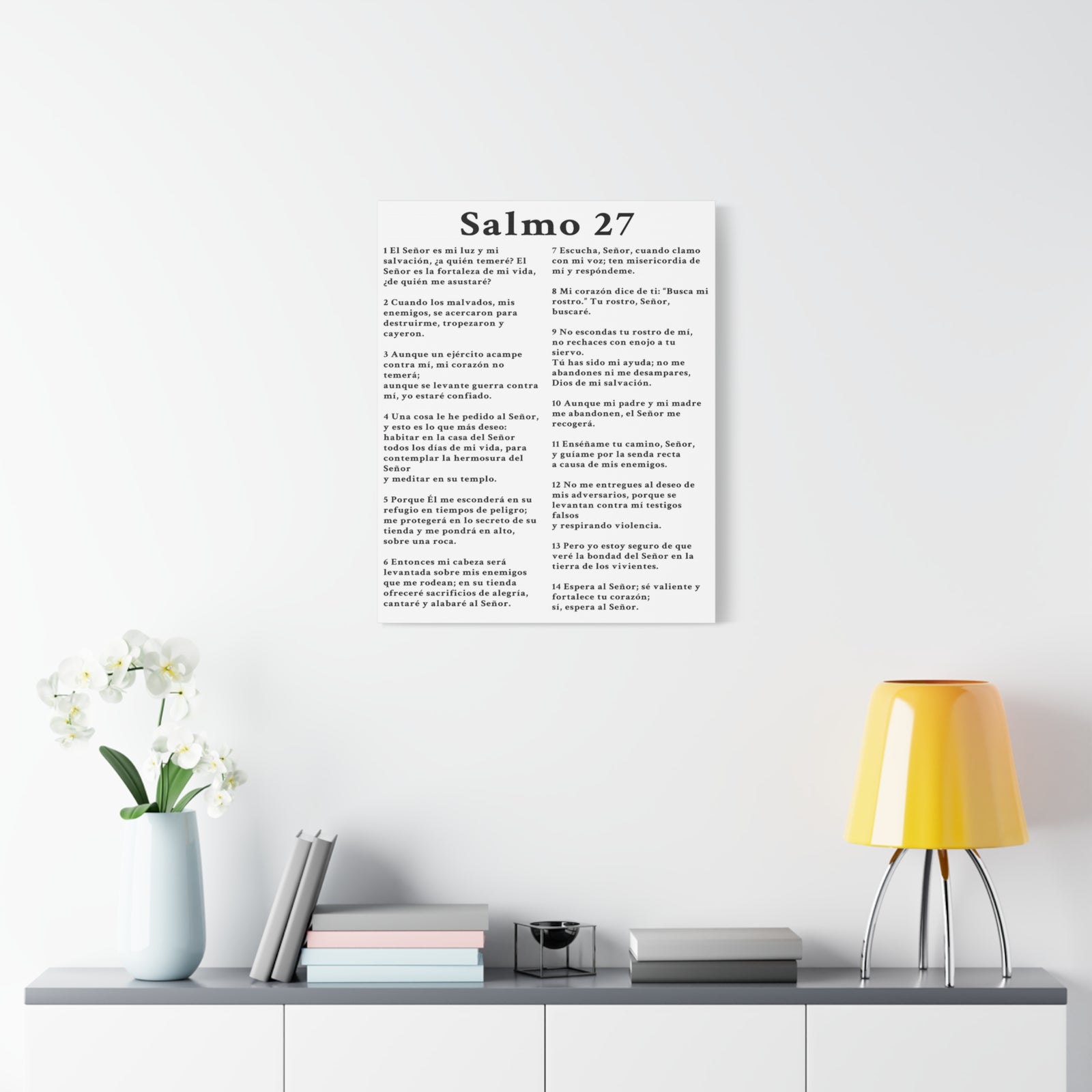 Scripture Walls Salmo 27 Chapter White Bible Canvas Christian Wall Art Ready to Hang Unframed-Express Your Love Gifts