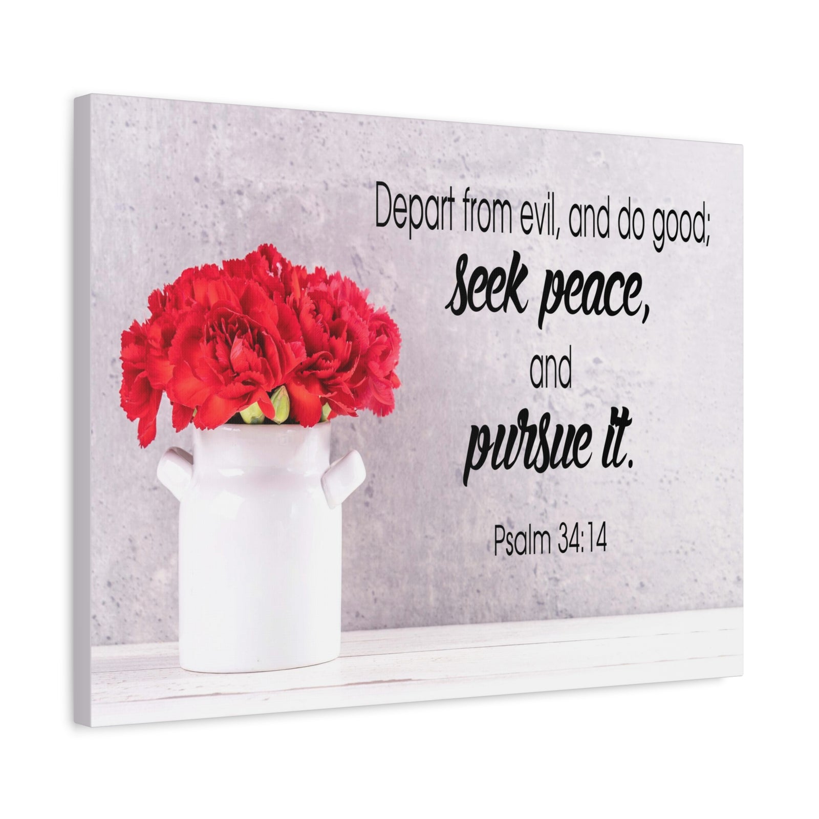 Scripture Canvas Seek Peace and Pursue It Psalm 34:14 Christian Wall Art Bible Verse Print Ready to Hang-Express Your Love Gifts