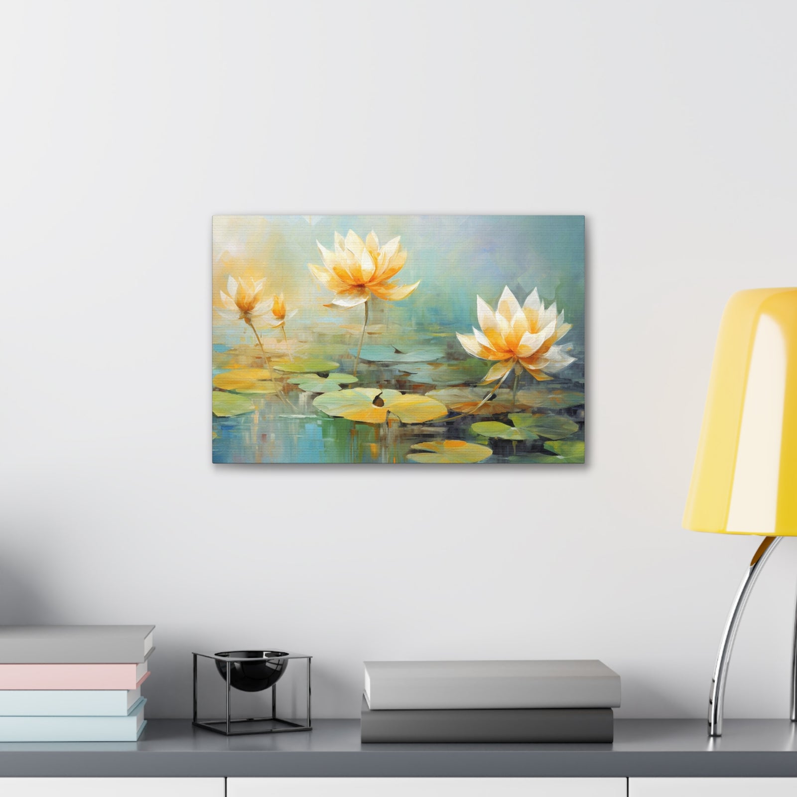 Hand-painted Lotus Flower Canvas Wall Art for Home Decor Ready-to-Hang-Express Your Love Gifts