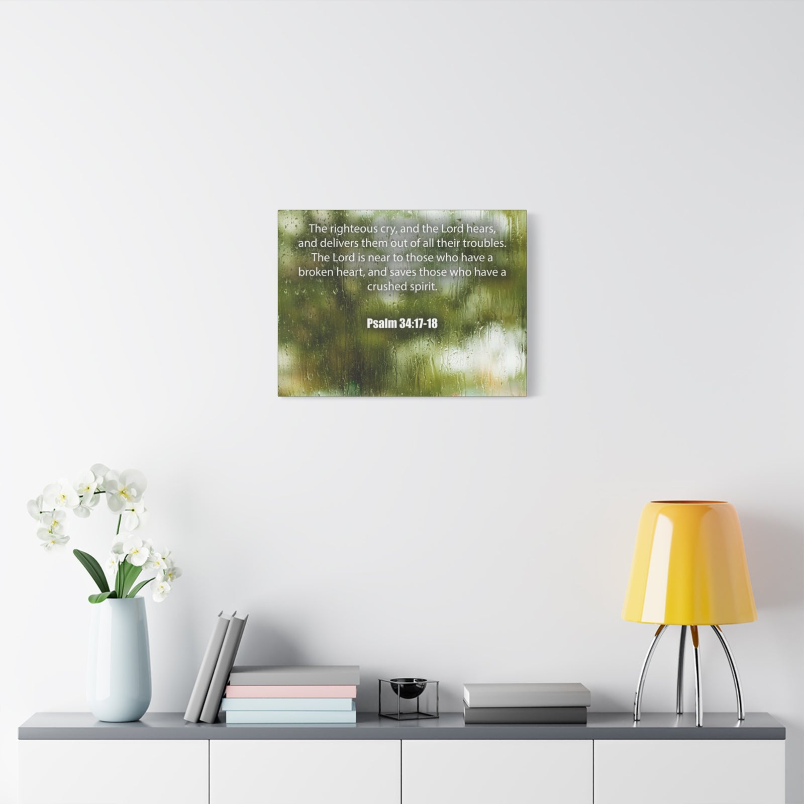 Scripture Canvas The Righteous Cry Psalm 34:17-18 Christian Wall Art Bible Verse Print Ready to Hang-Express Your Love Gifts