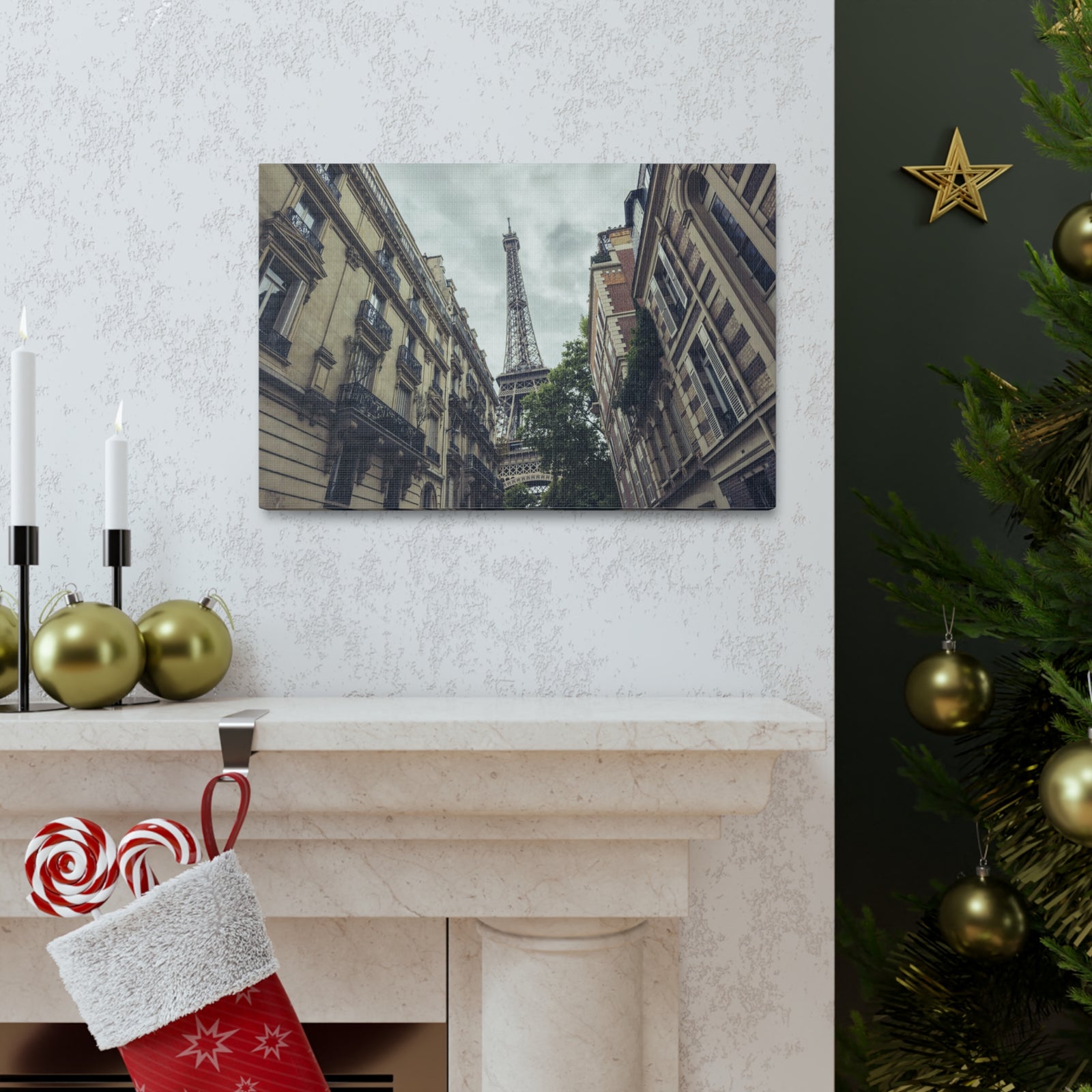 Paris Eiffel Tower Street View France Canvas Artwork High-Quality Breathtaking French City for Home Decor Ready to Hang-Express Your Love Gifts