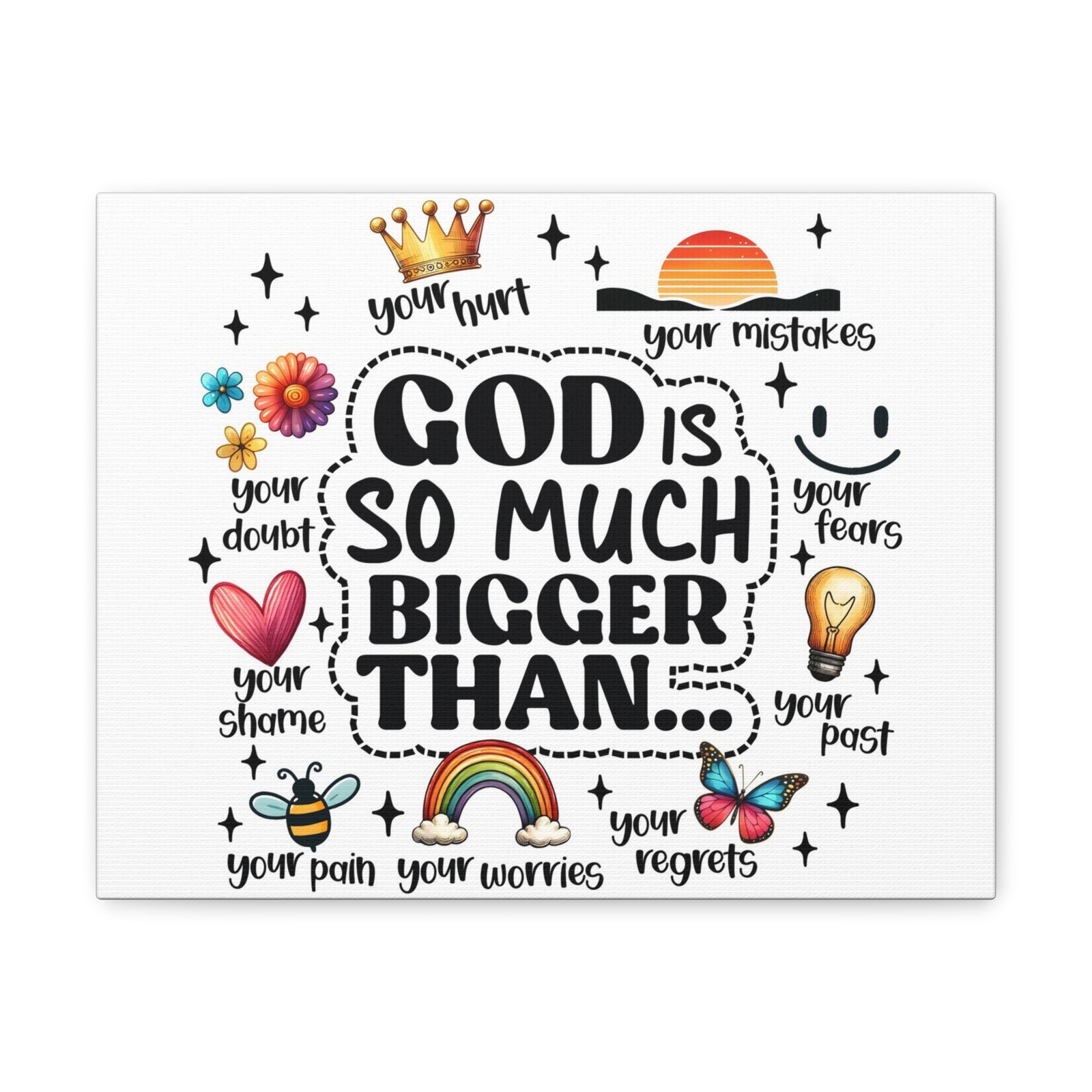 Scripture Walls God Bigger Than Everything Bible Verse Canvas Christian Wall Art Ready to Hang Unframed-Express Your Love Gifts