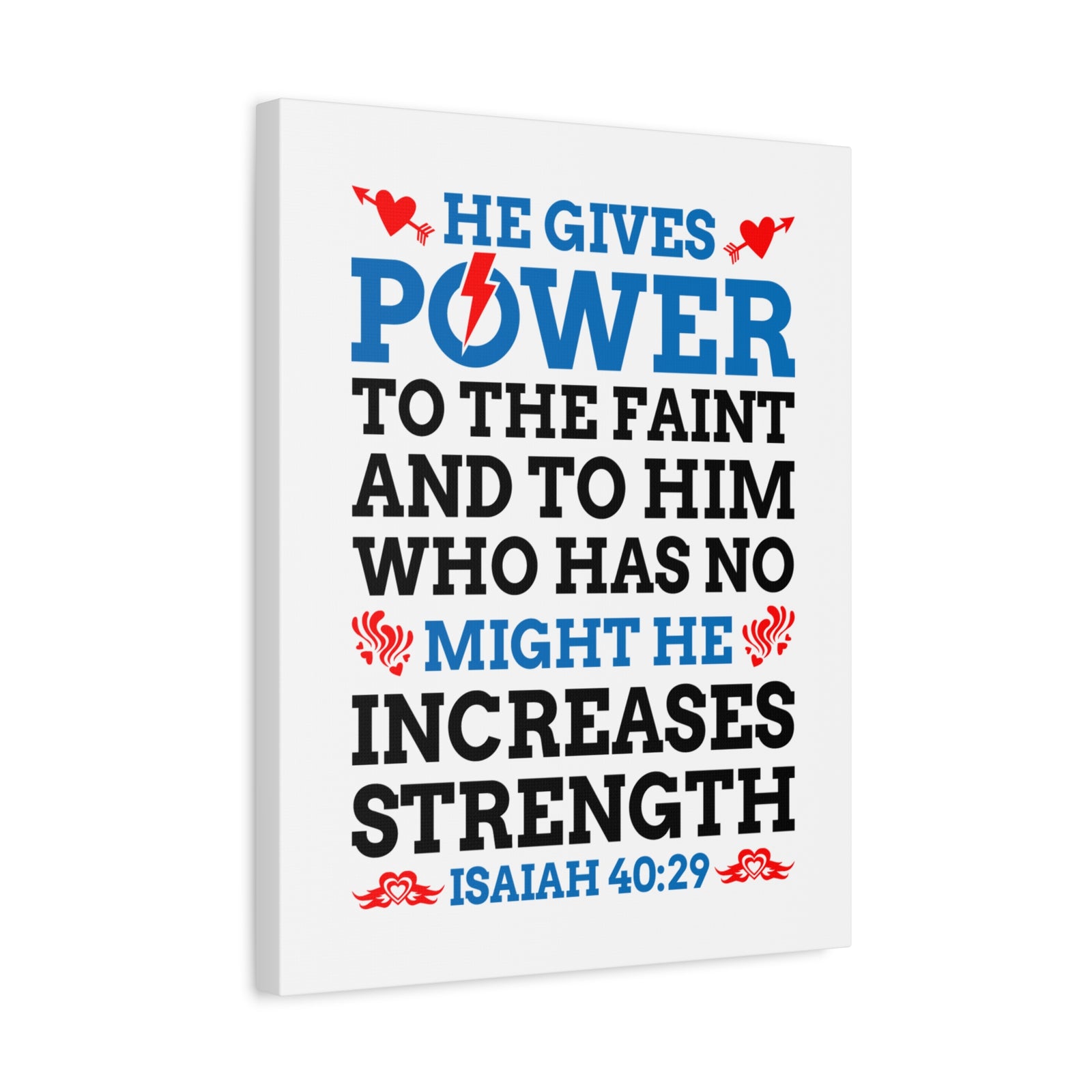 Scripture Canvas He Gives Power Isaiah 40:29 Christian Wall Art Bible Verse Print Ready to Hang-Express Your Love Gifts