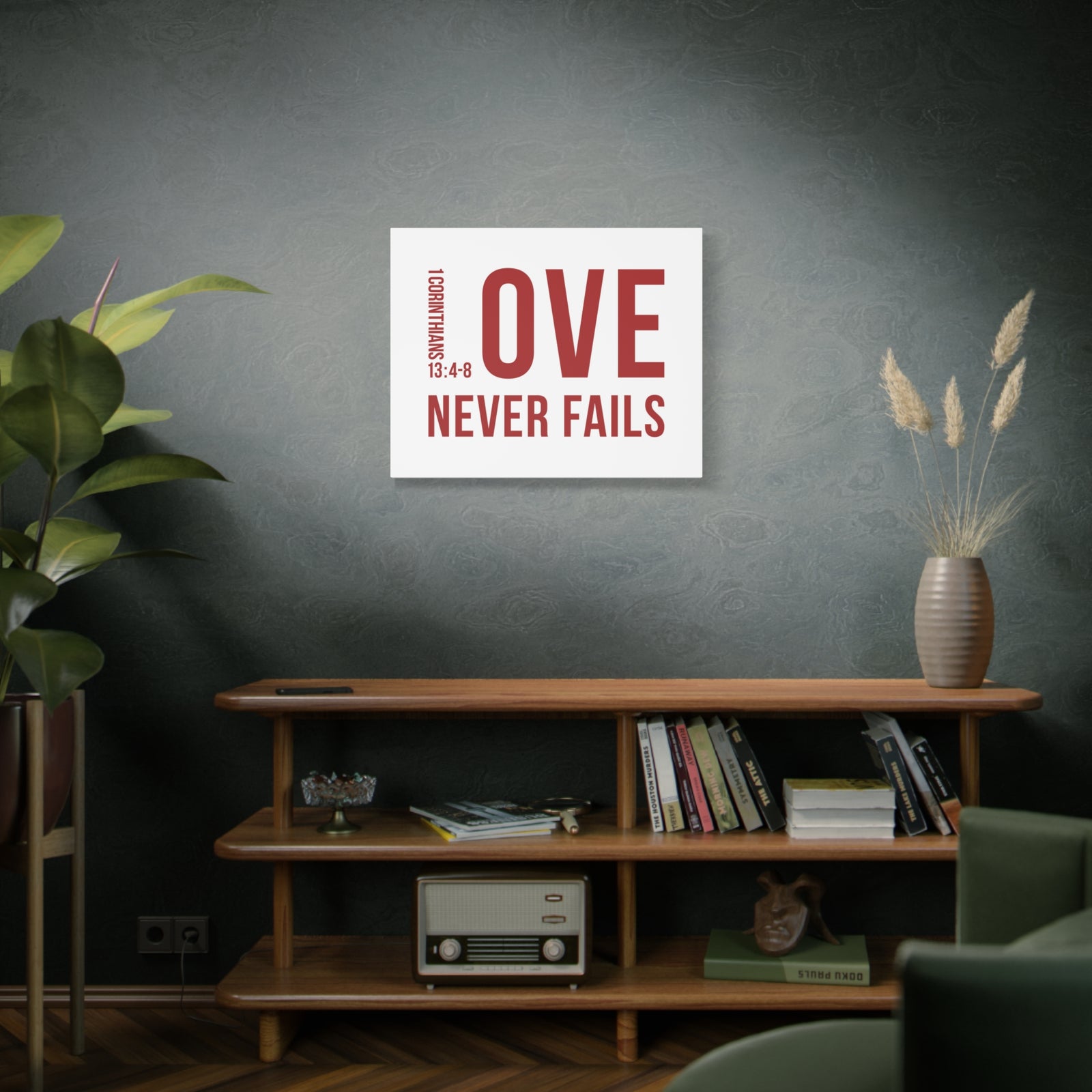 Scripture Canvas Love Never Fails 1 Corinthians 13:4-8 Christian Wall Art Bible Verse Print Ready To Hang-Express Your Love Gifts