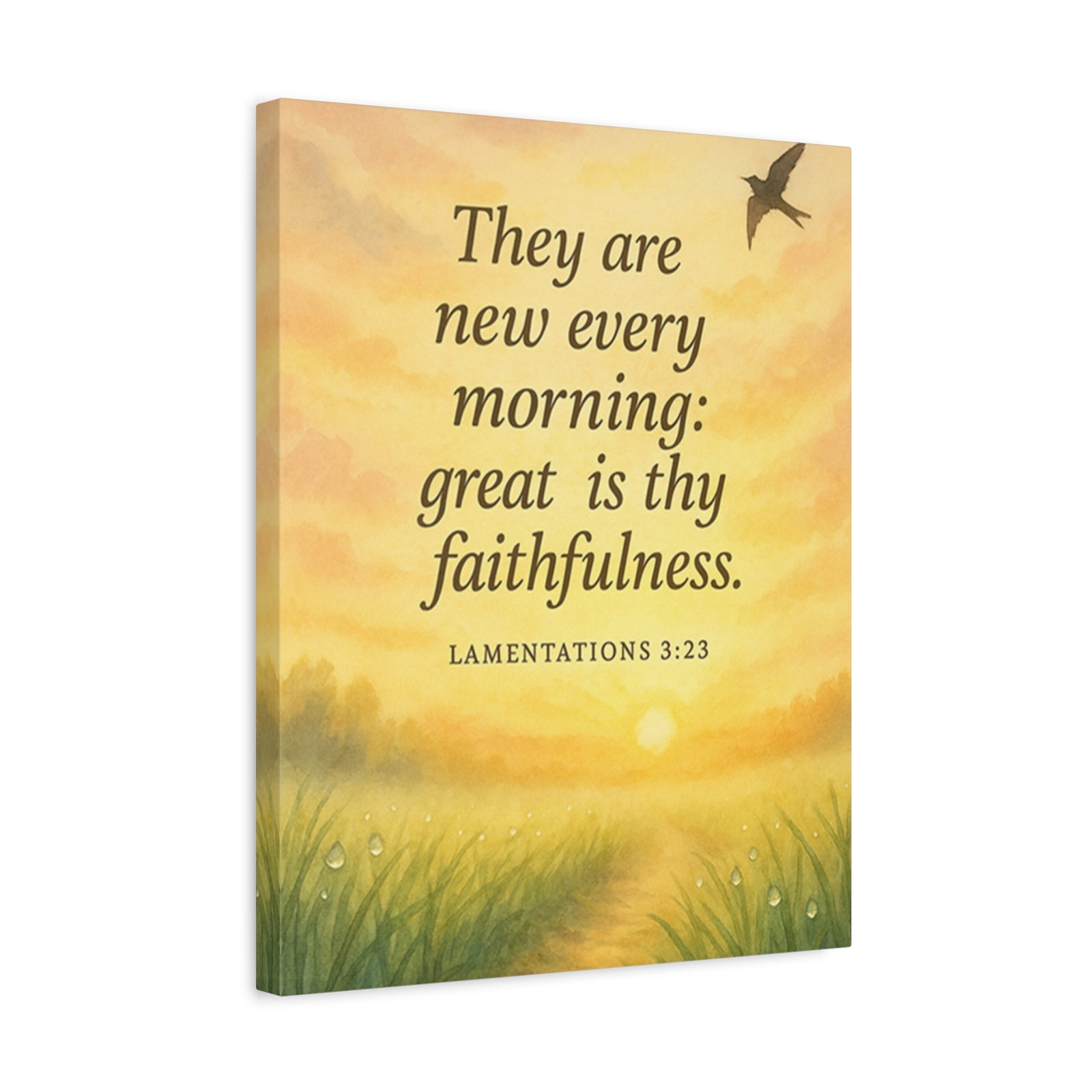 Bible Verse Canvas Lamentations 3:23 Christian Home Décor Wall Art Scripture Ready to Hang Faith Print-Express Your Love Gifts