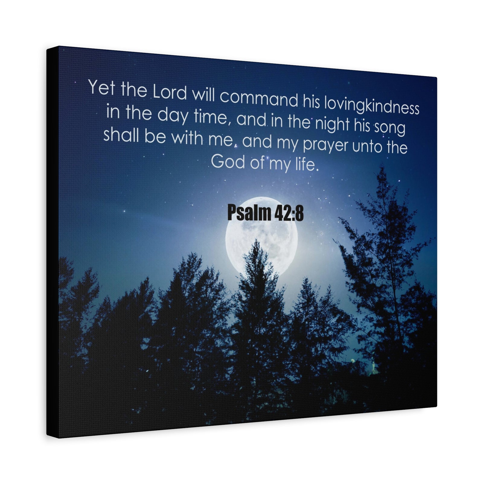 Bible Verse Canvas God of My Life Psalm 42:8 Christian Home Décor Wall Art Scripture Ready to Hang Faith Print-Express Your Love Gifts