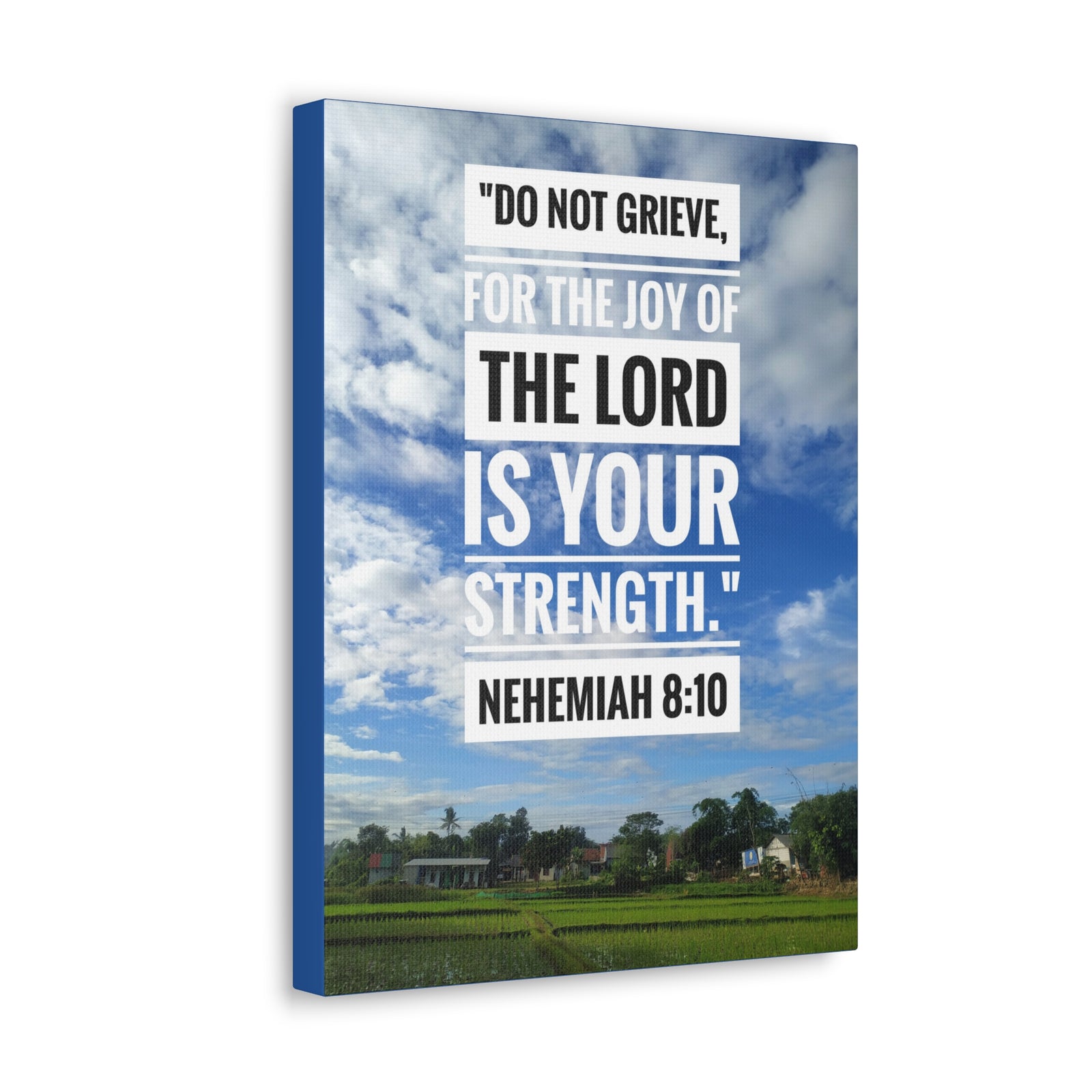Scripture Canvas The Joy Of The Lord Nehemiah 8:10 Christian Wall Art Bible Verse Print Ready to Hang-Express Your Love Gifts