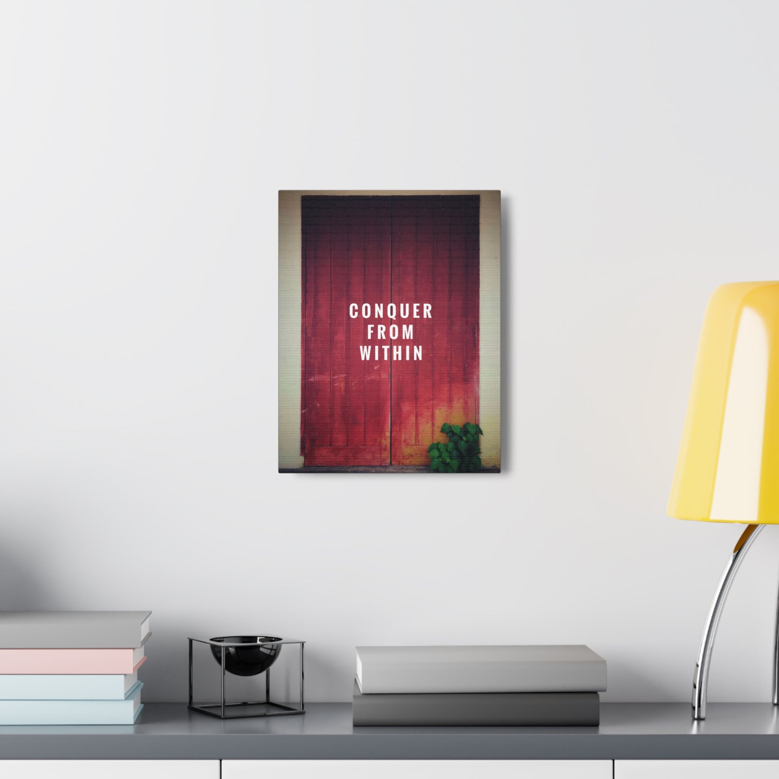 Inspirational Quote Canvas Conquer From Within Motivational Print Ready to Hang Artwork-Express Your Love Gifts