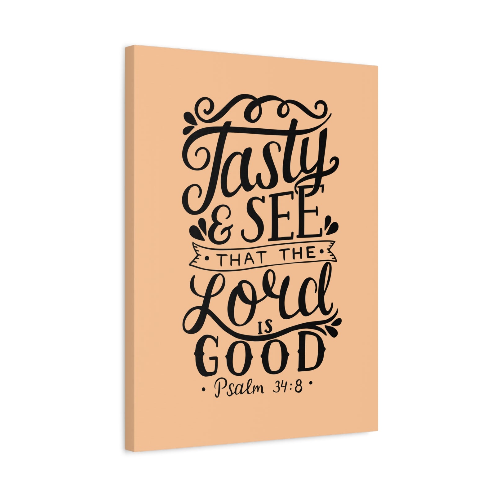 Scripture Canvas Tasty And See That Psalm 34:8 Christian Wall Art Bible Verse Print Ready To Hang-Express Your Love Gifts