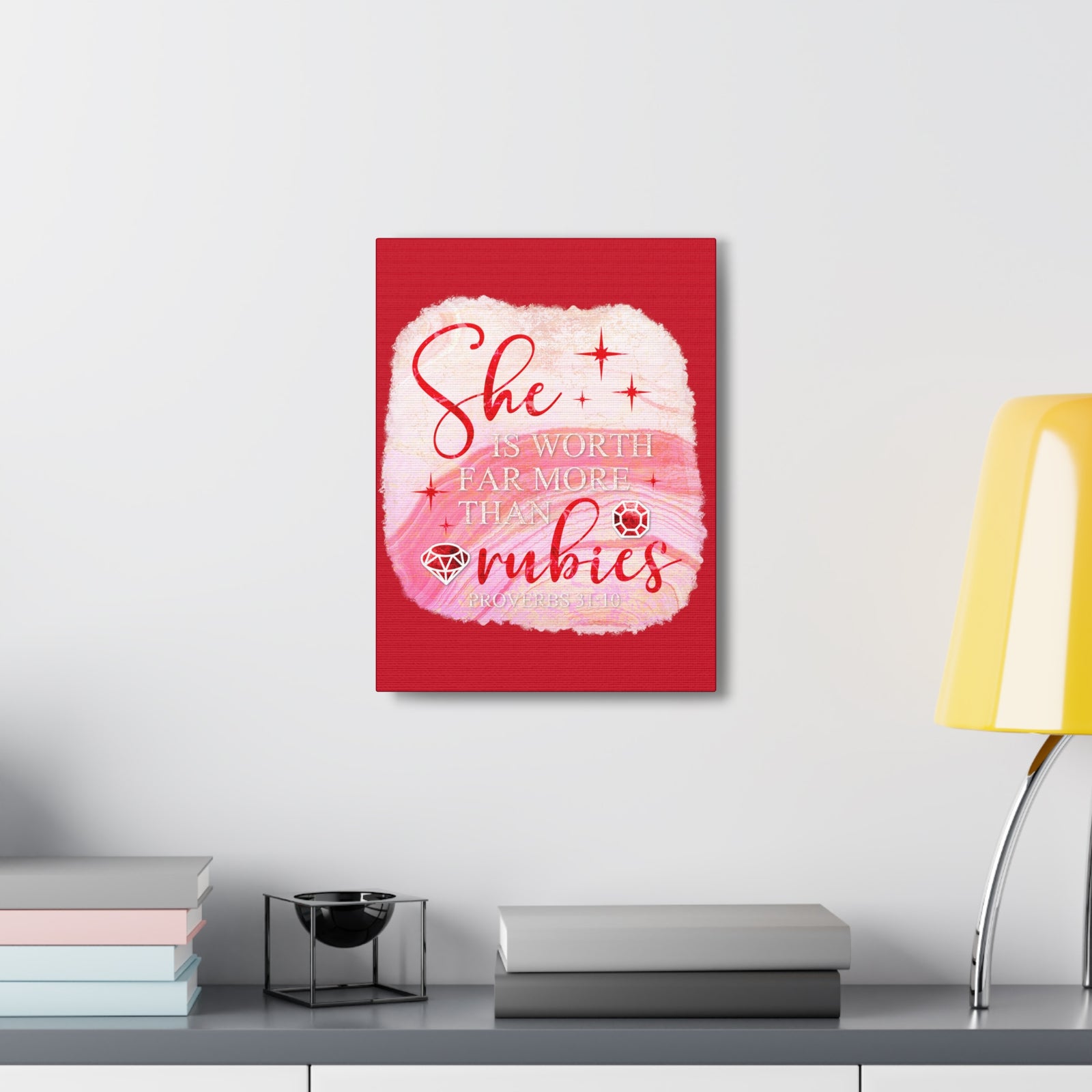 Scripture Walls Proverbs 31:10 Rubies Bible Verse Canvas Christian Wall Art Ready to Hang Unframed-Express Your Love Gifts
