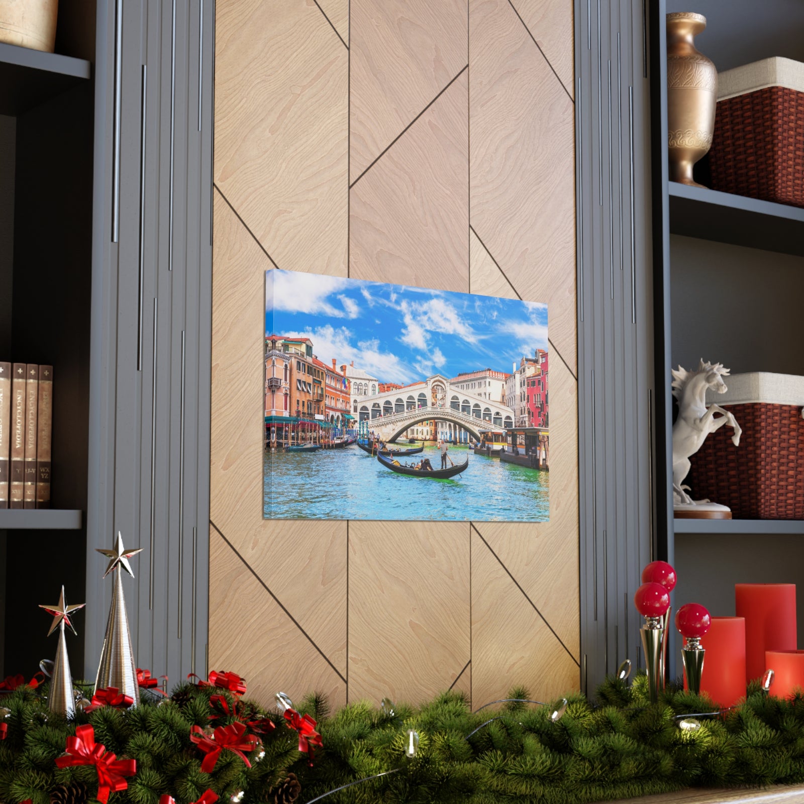 Rialto Bridge Venice Modern Multicolor Scenic Nature Photography Canvas Home Office Decor Ready to Hang-Express Your Love Gifts