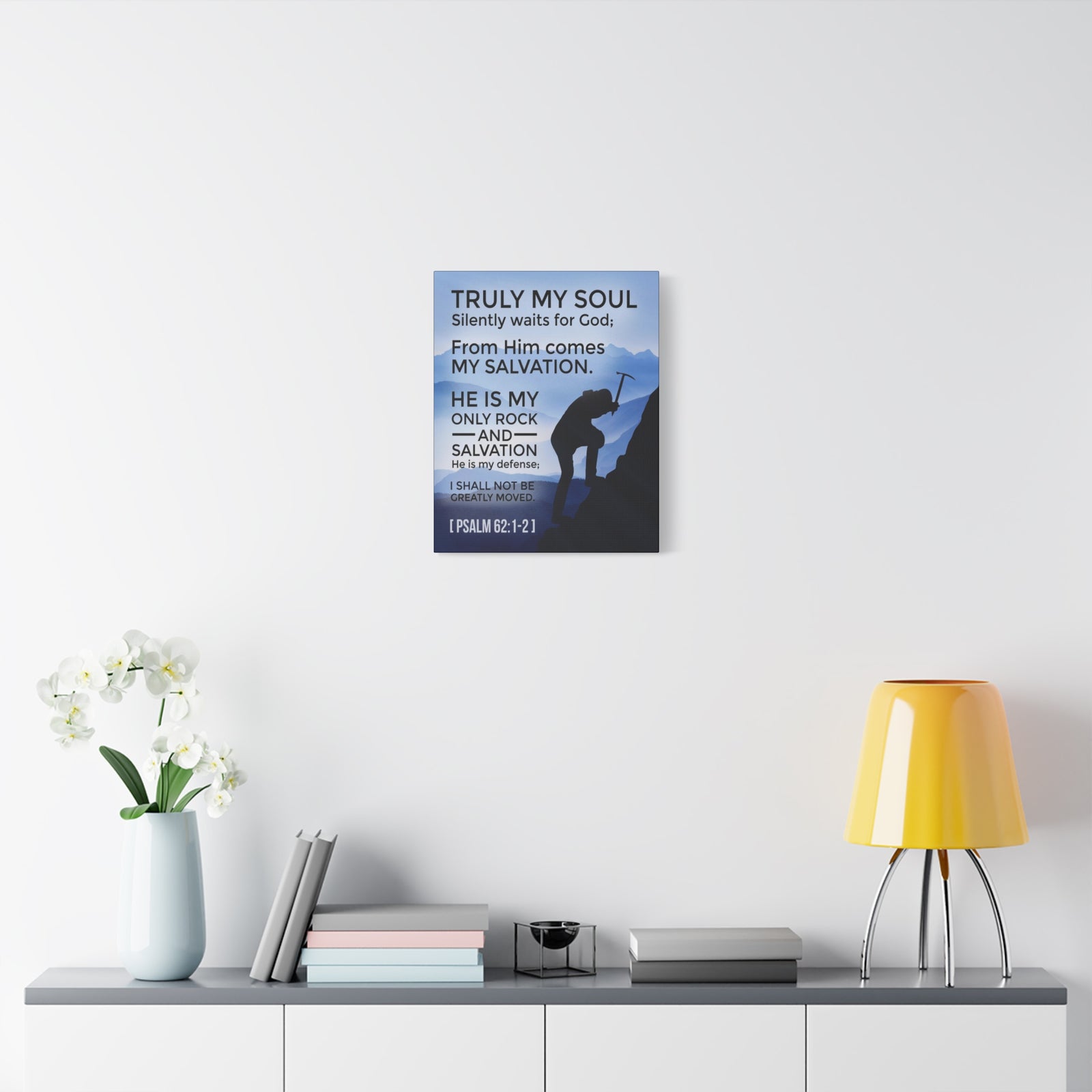 Scripture Canvas Rock And Salvation Psalm 62:1-2 Christian Wall Art Bible Verse Print Ready to Hang-Express Your Love Gifts