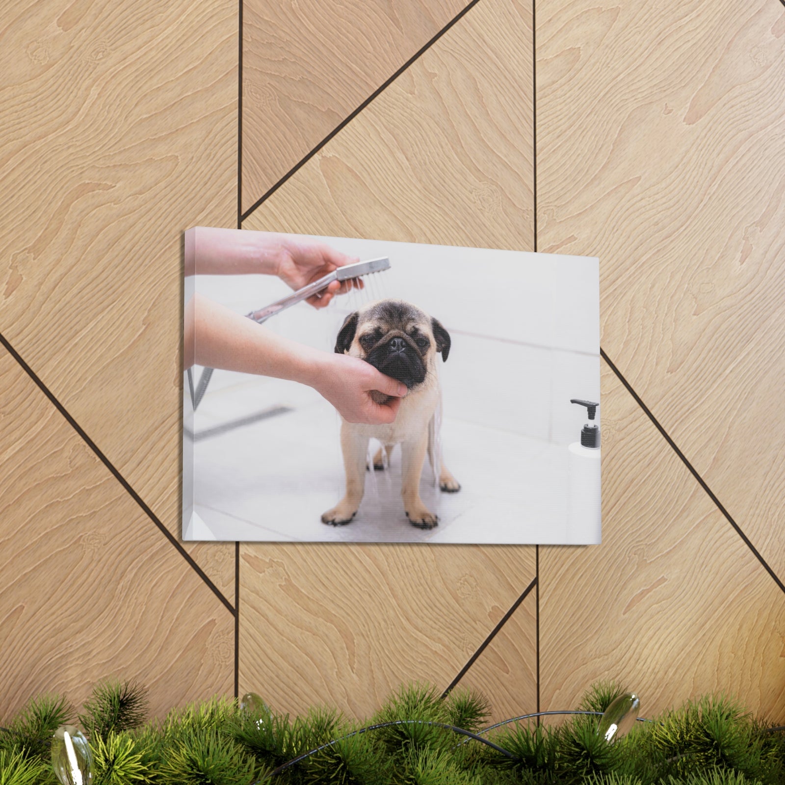 Cute Pug Bathee Canvas Wall Art for Home Decor Ready-to-Hang-Express Your Love Gifts