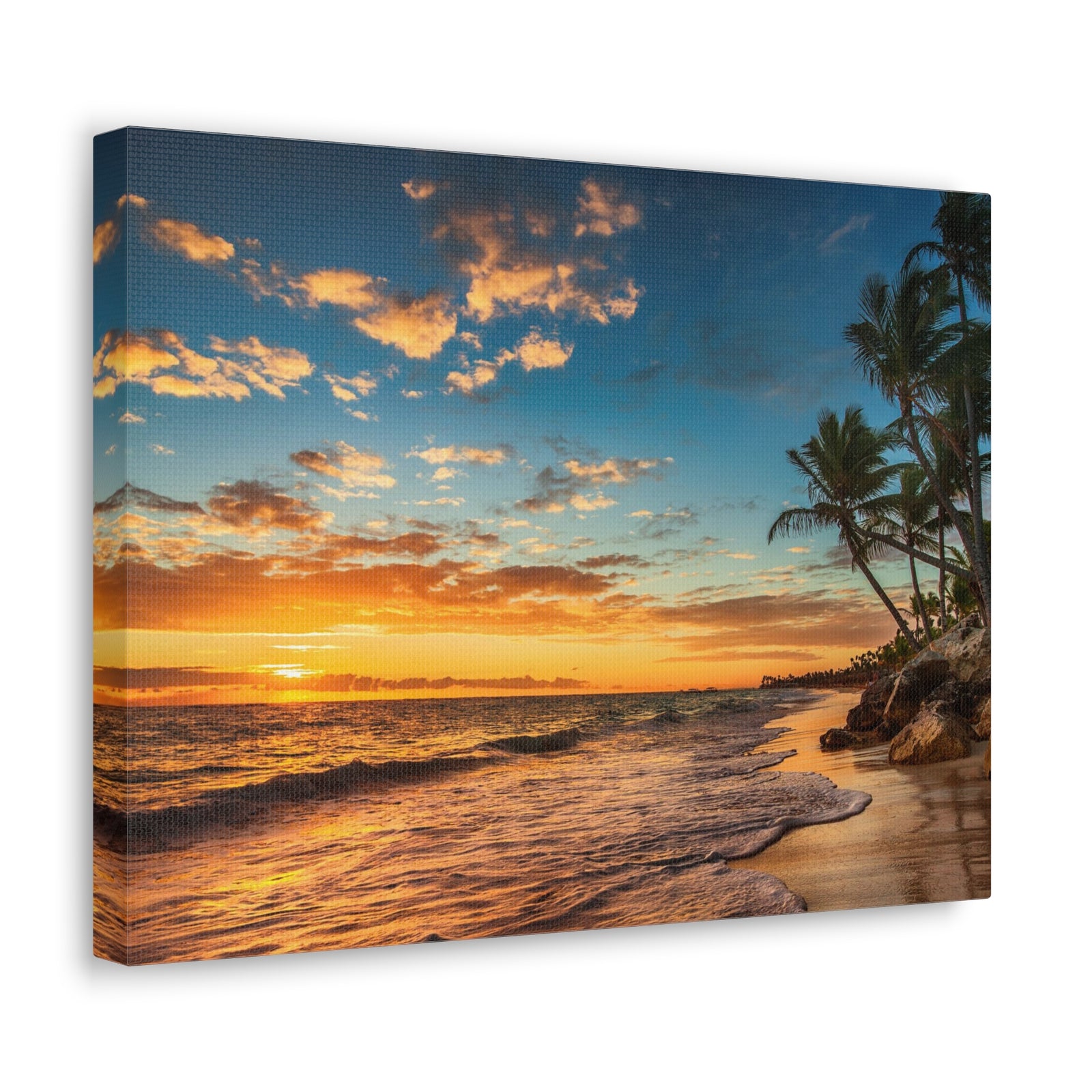 Tropical Island Beach Sunrise Ocean Canvas Wall Art for Home Decor Ready-to-Hang-Express Your Love Gifts