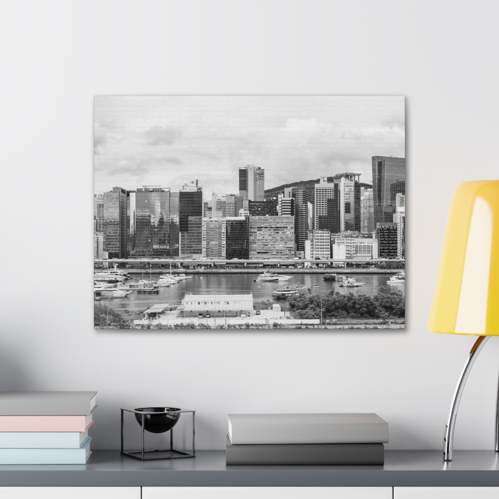 Hong Kong Black And White Skyline Canvas Artwork High-Quality Breathtaking Stunning Cityscape for Home Decor Ready to Hang-Express Your Love Gifts