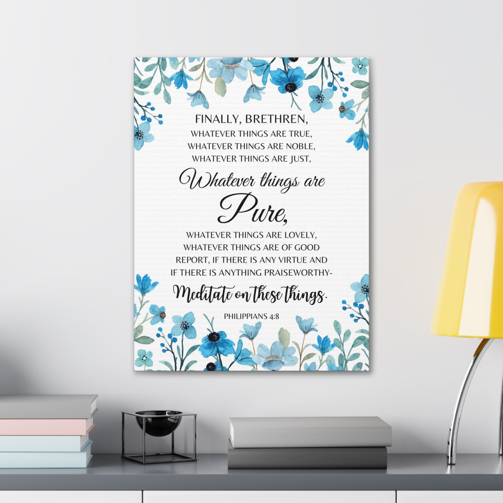 Scripture Walls Philippians 4:8 Meditate on Pure Things Bible Verse Canvas Christian Wall Art Ready to Hang Unframed-Express Your Love Gifts