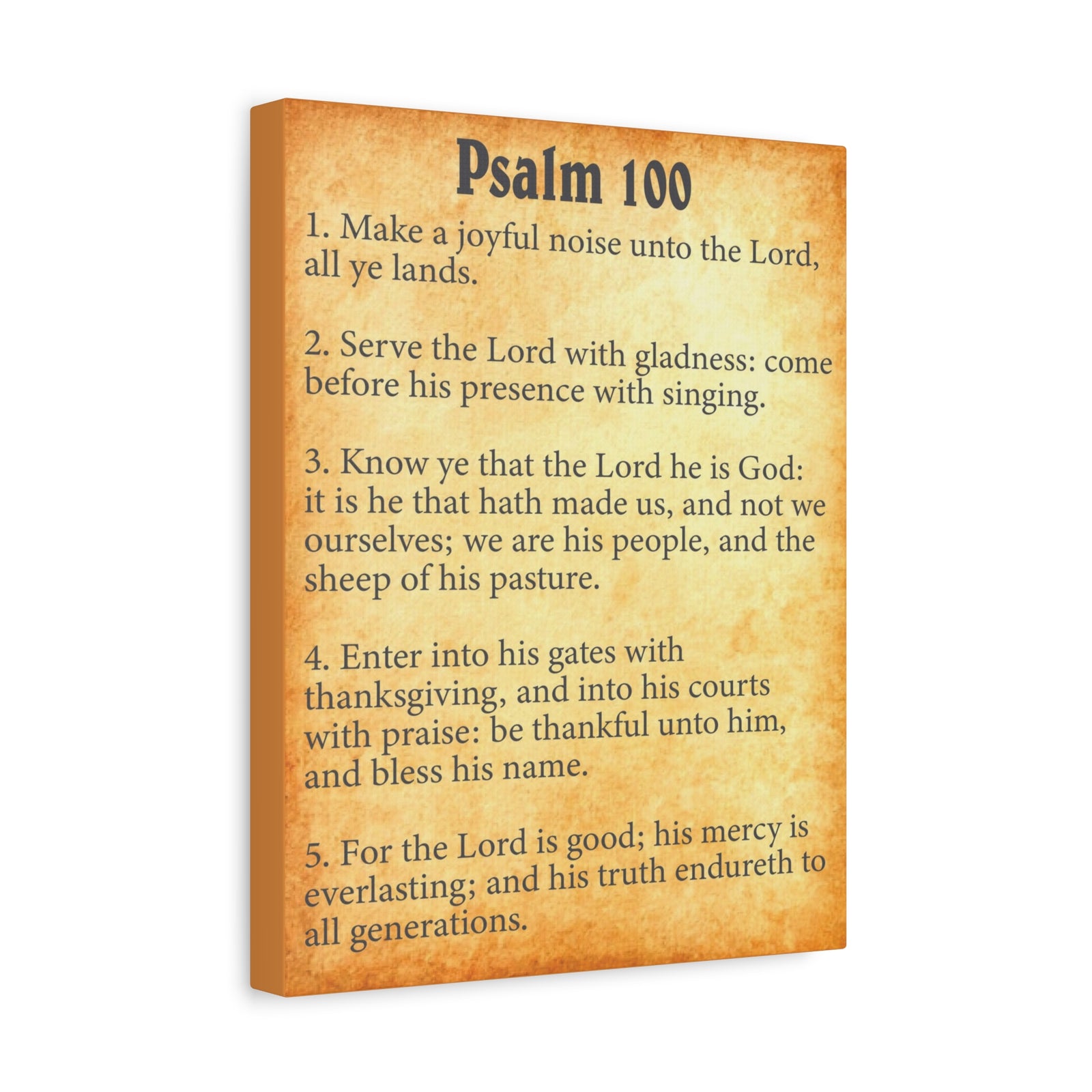 Scripture Walls Psalm 100 Gold Bible Chapter Canvas Christian Wall Art Ready to Hang-Express Your Love Gifts