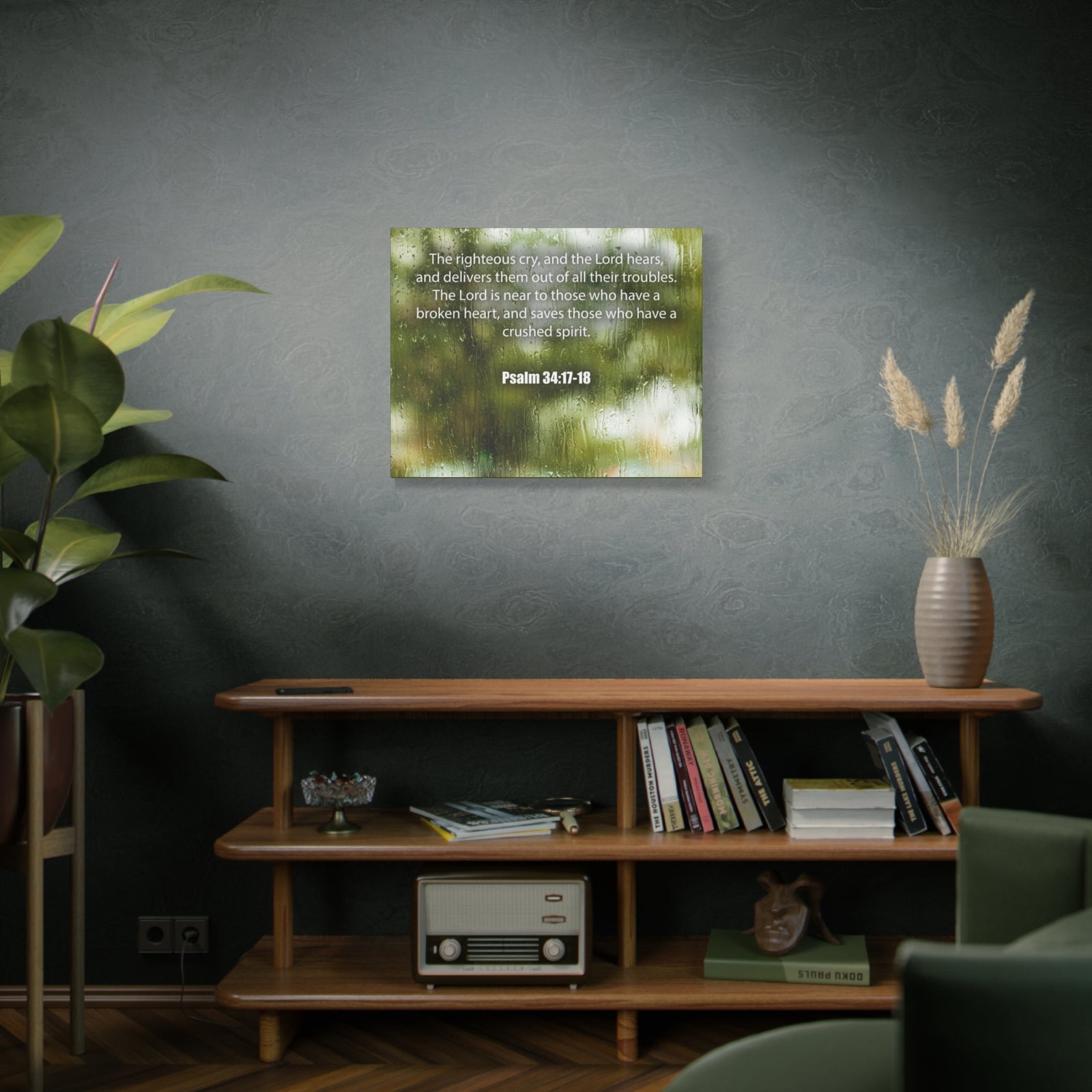 Scripture Canvas The Righteous Cry Psalm 34:17-18 Christian Wall Art Bible Verse Print Ready to Hang-Express Your Love Gifts