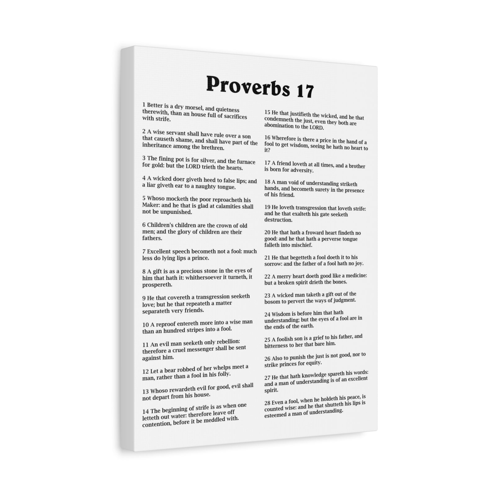 Scripture Walls Proverbs Chapter 17 White Bible Canvas Christian Wall Art Ready to Hang Unframed-Express Your Love Gifts