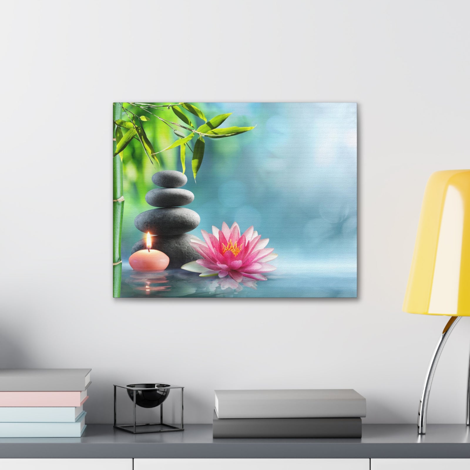 Massage Stones and Waterlily Forest Floral Nature Photography Canvas Wall Art for Home Decor Ready-to-Hang-Express Your Love Gifts